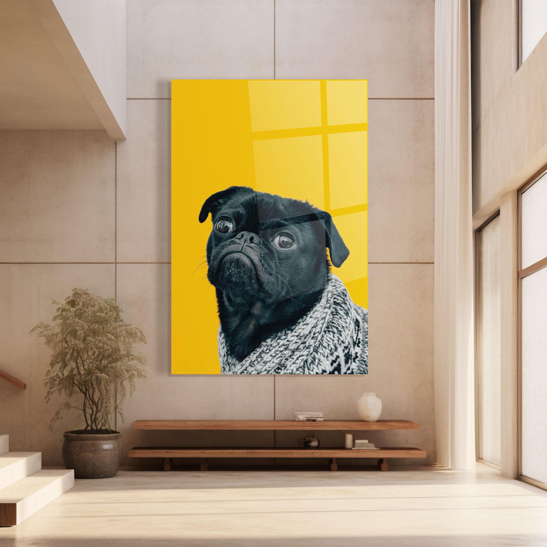 Glasbild Black Pug mockup 8