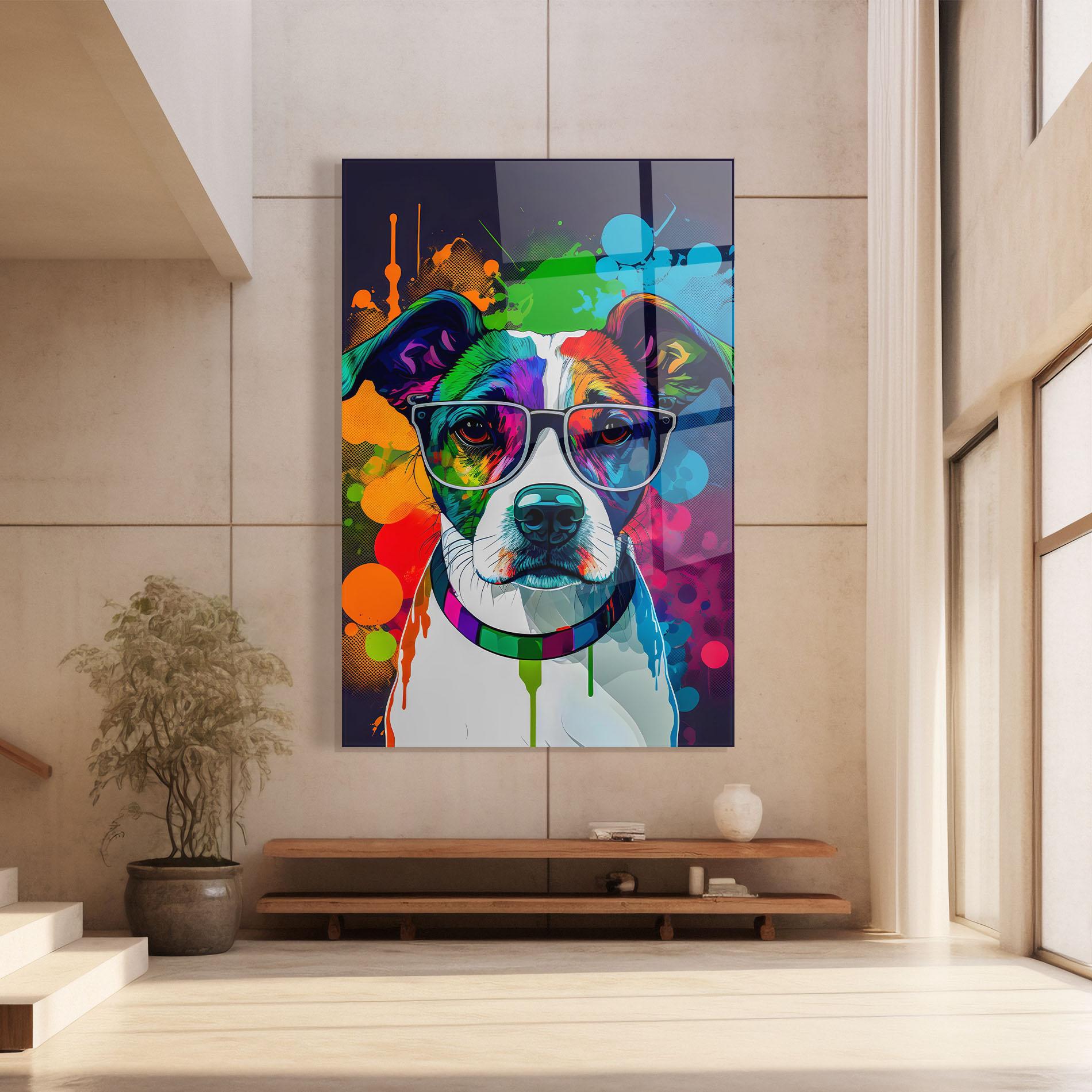 Glasbild Colorful Dog mockup 8