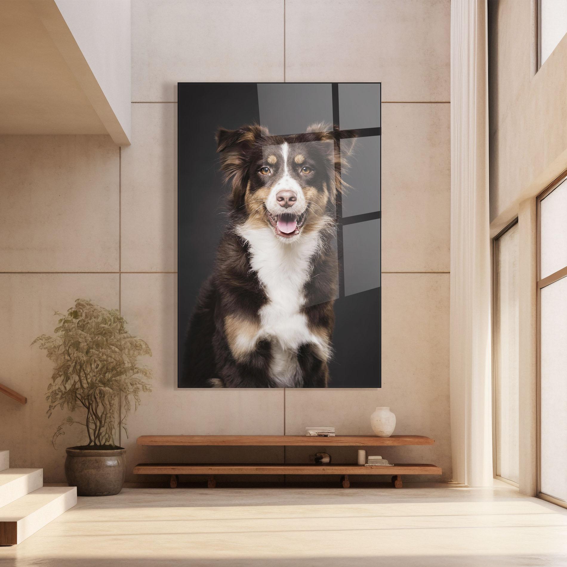 Glasbild Cute Dog Sitting mockup 8