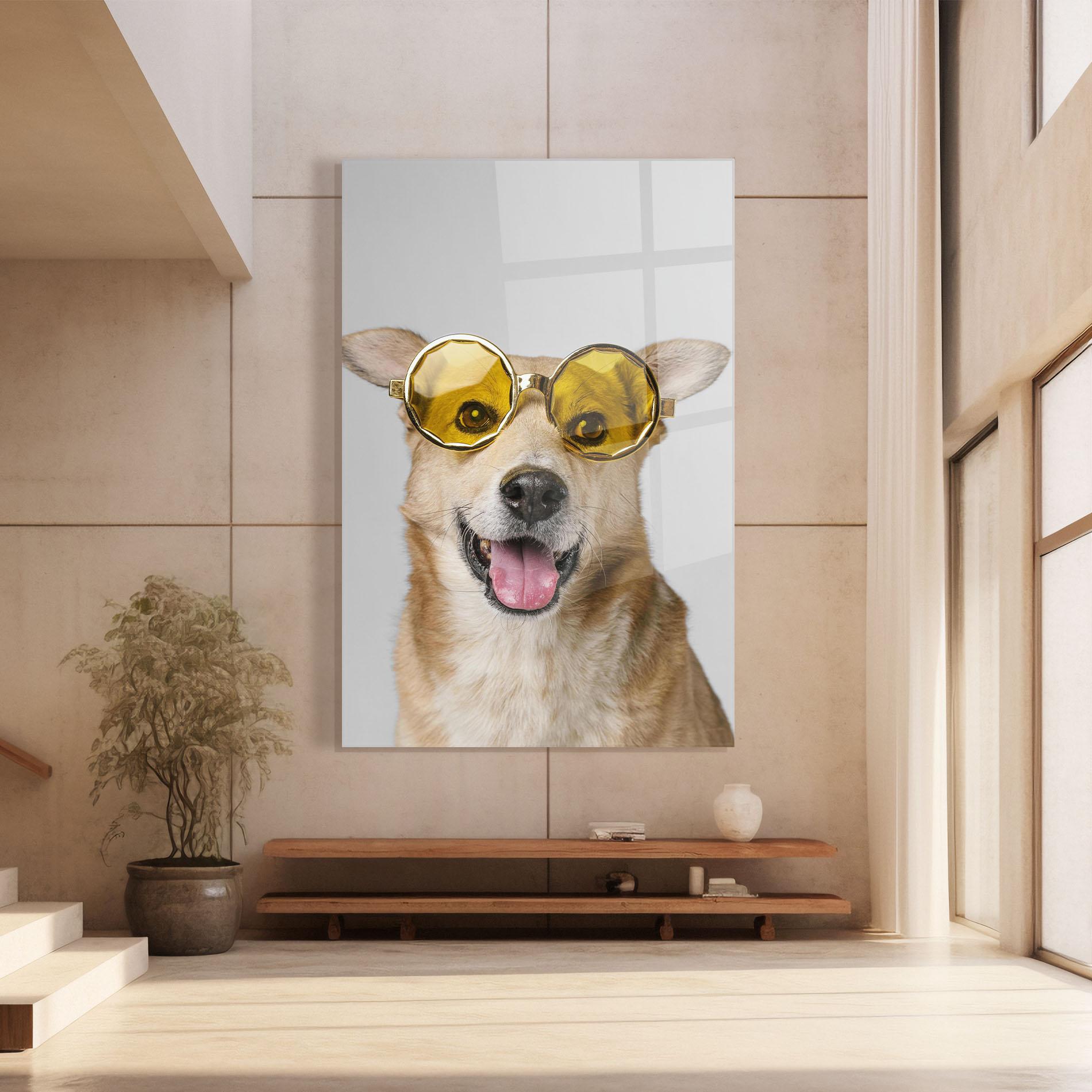 Glasbild Cute Smiley Dog mockup 8