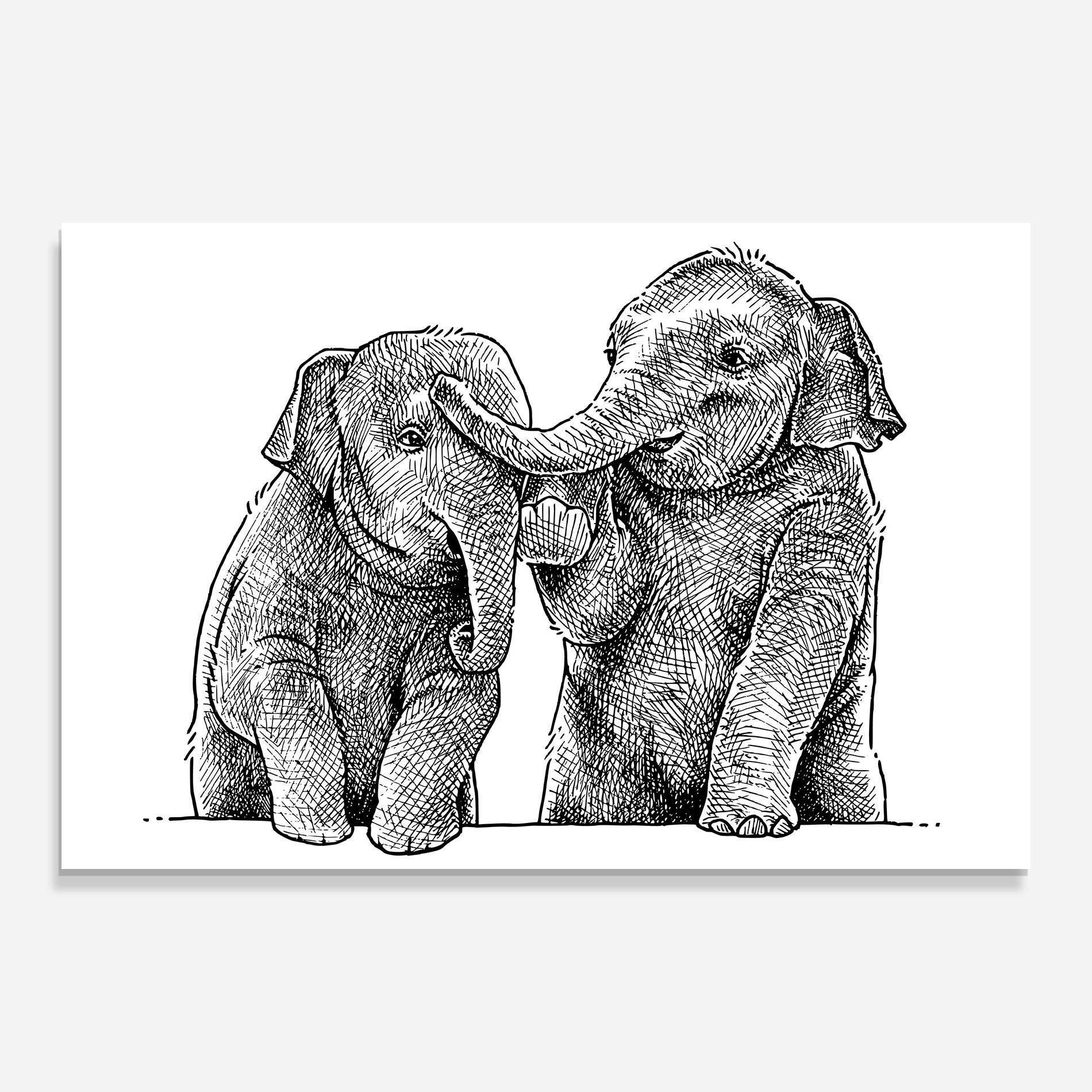 Glasbild Baby Elephants mockup 0