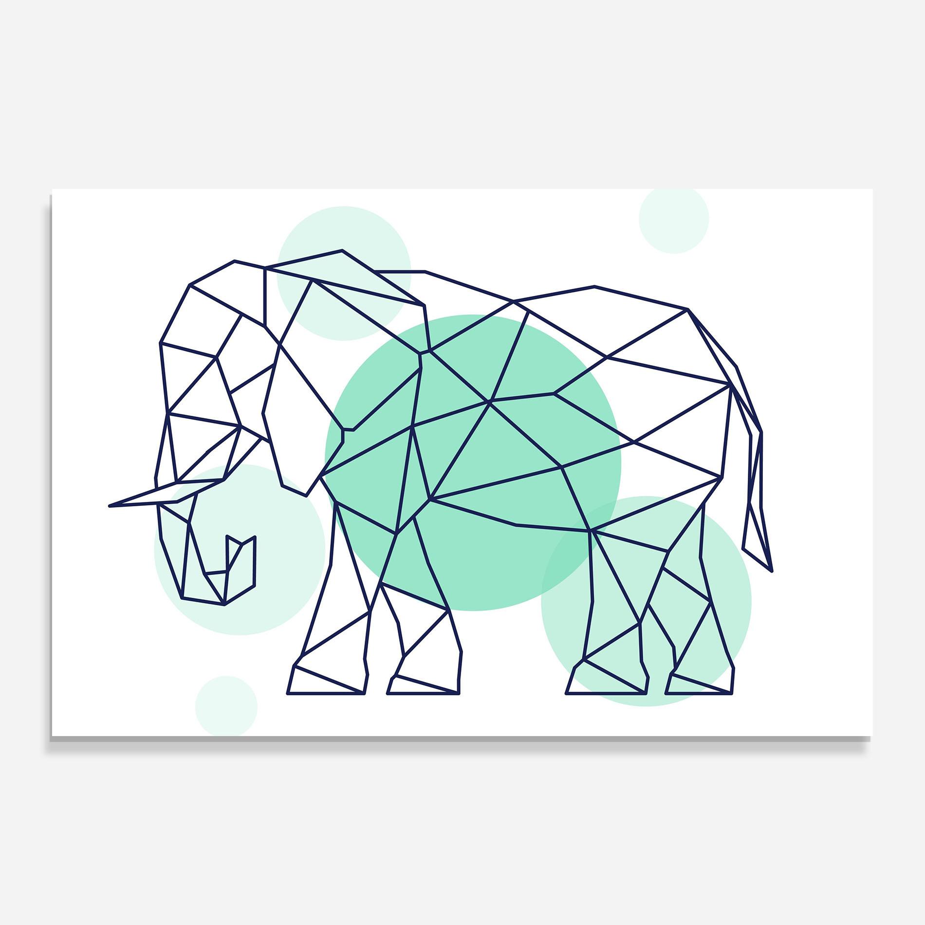 Glasbild Elephant Geometric mockup 0