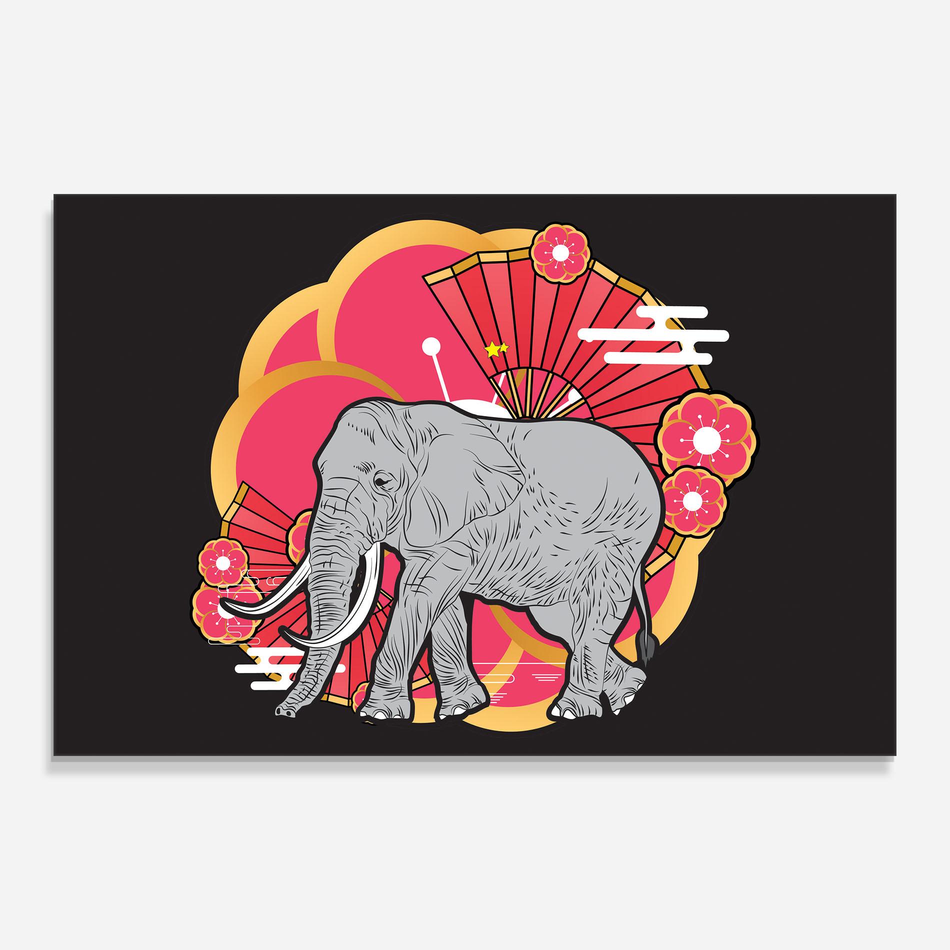 Glasbild Elephant On Pink mockup 0