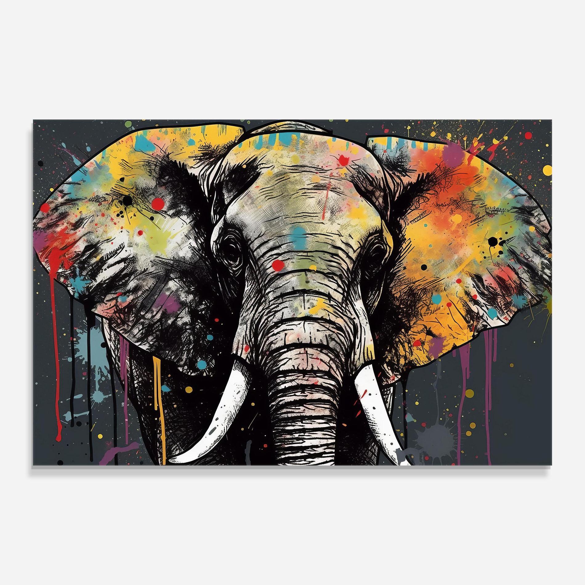 Glasbild Elephant Portrait Art mockup 0