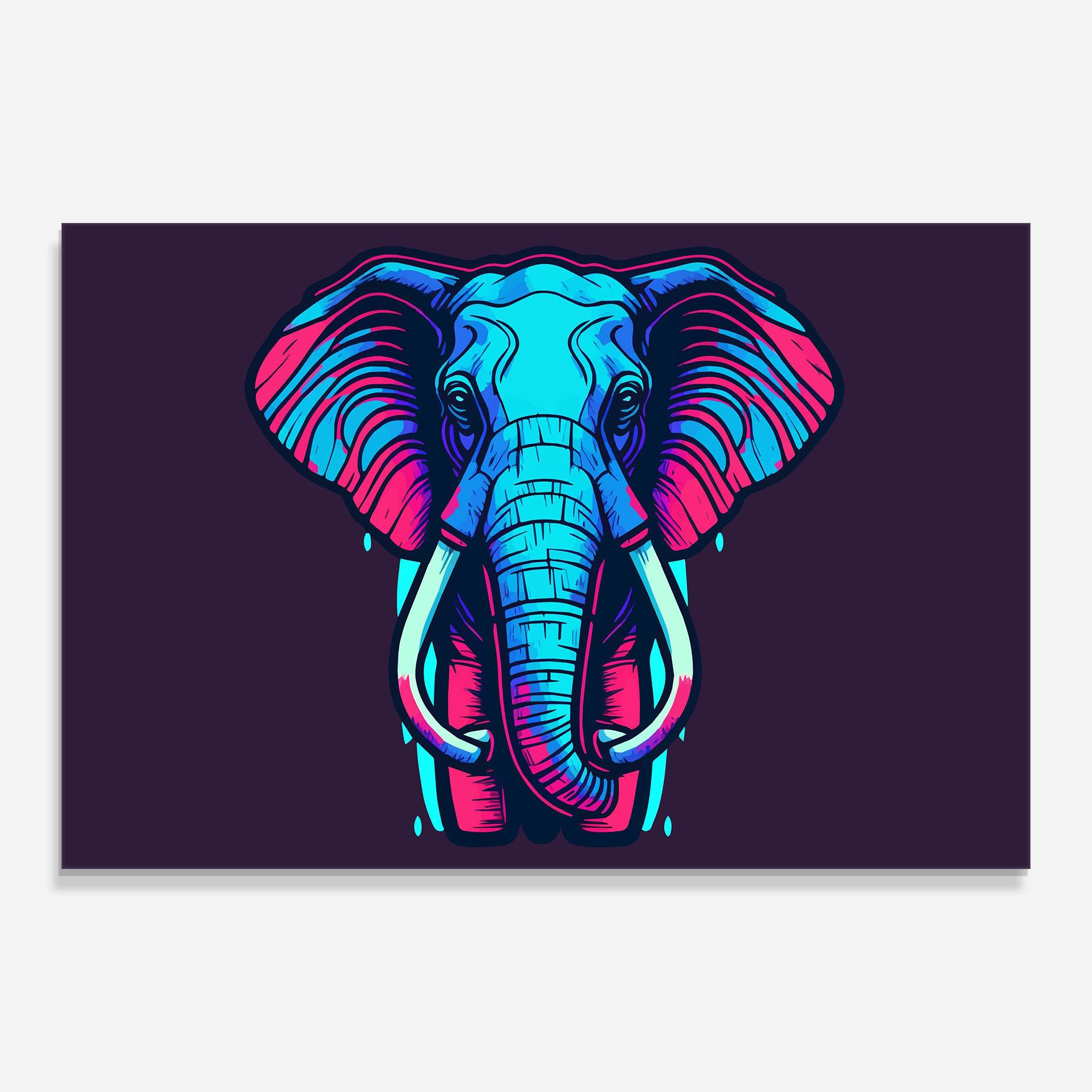 Glasbild Pink Blue Elephant mockup 0