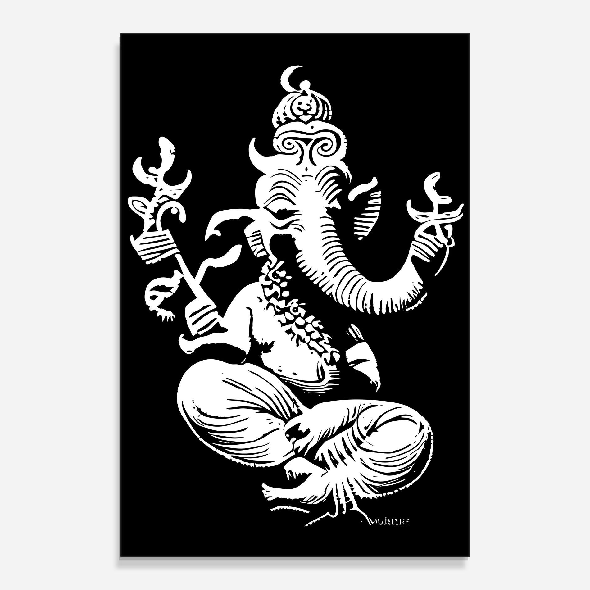 Glasbild Black And White Ganesha mockup 0