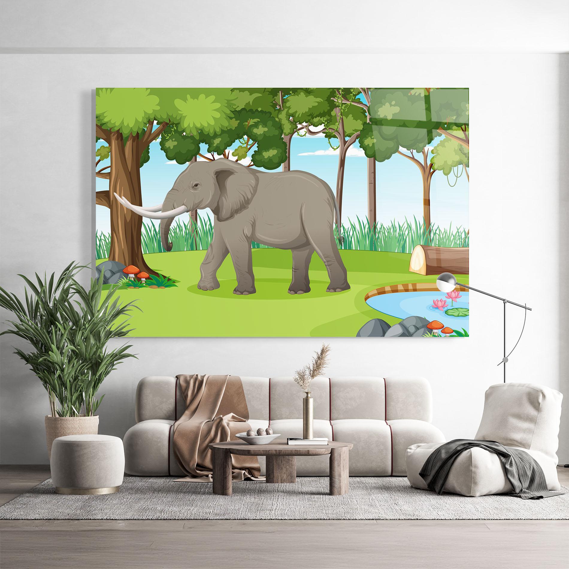 Glasbild Animated Elephant mockup 9