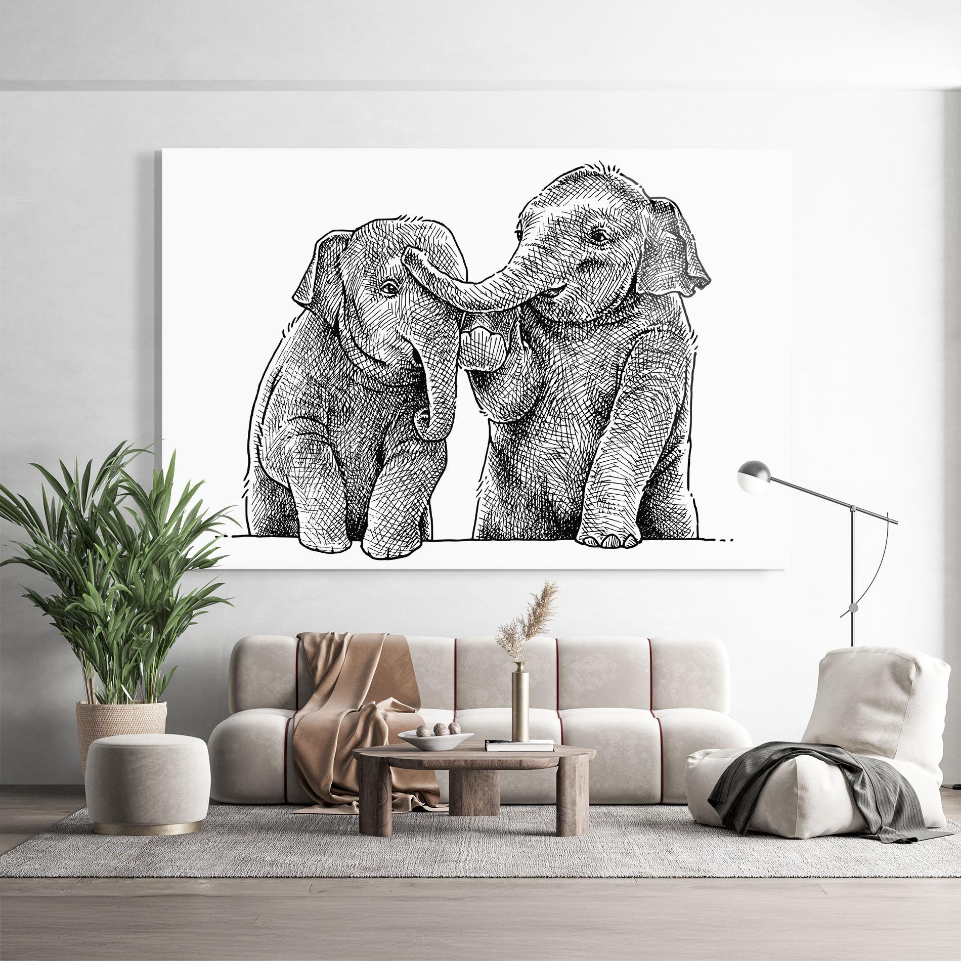 Glasbild Baby Elephants mockup 9