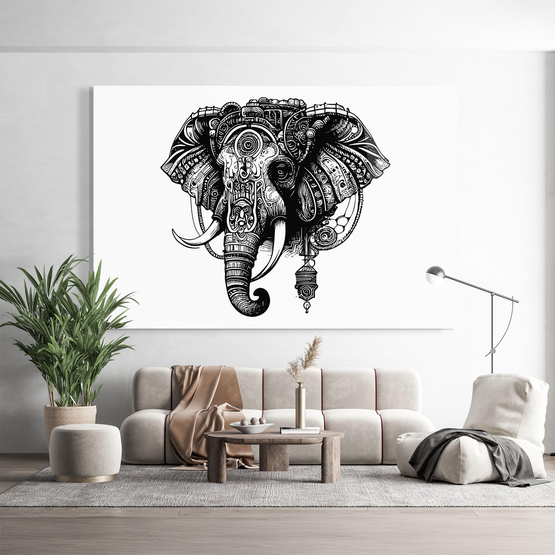 Glasbild Ehephant Head mockup 9