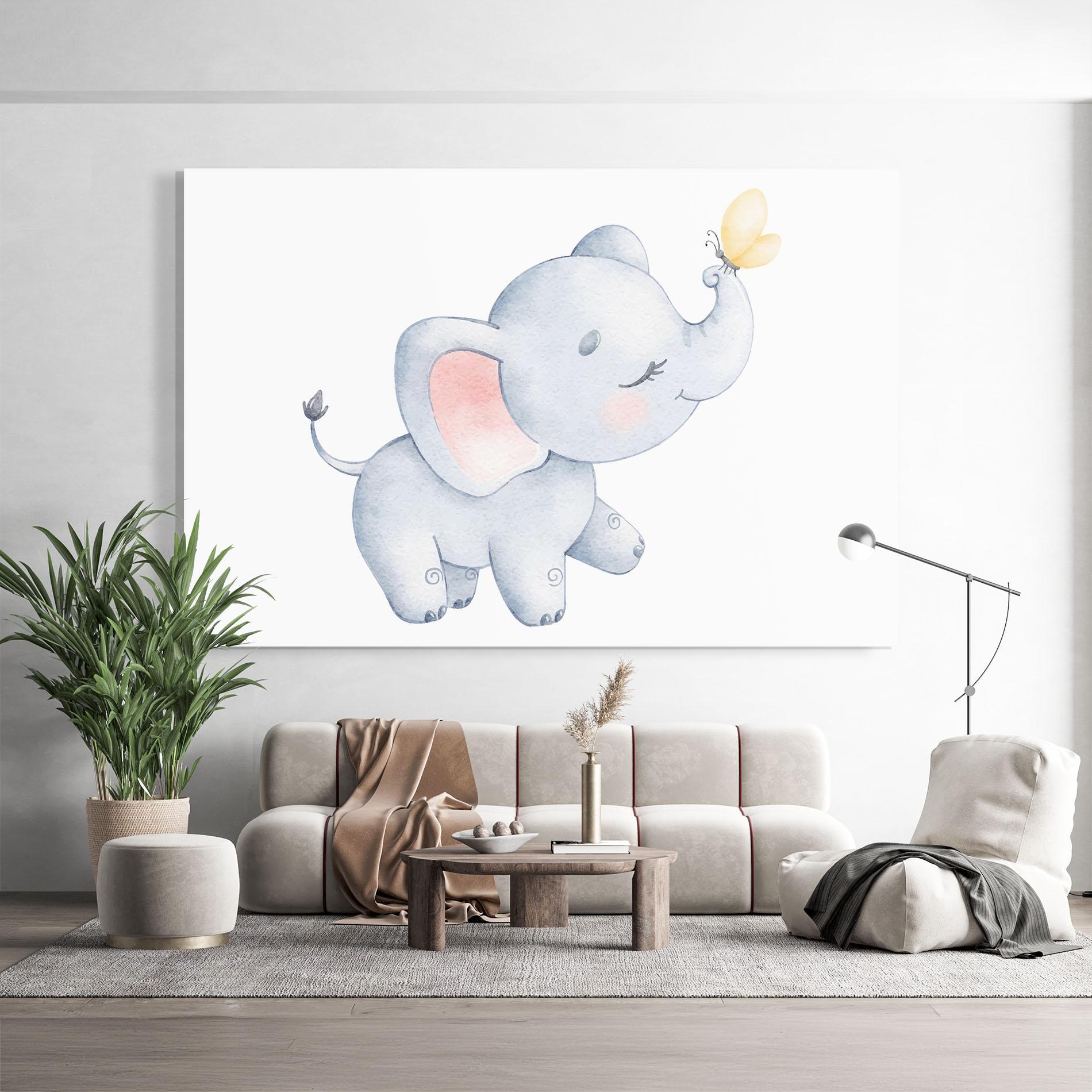 Glasbild Elephant Butterfly mockup 9