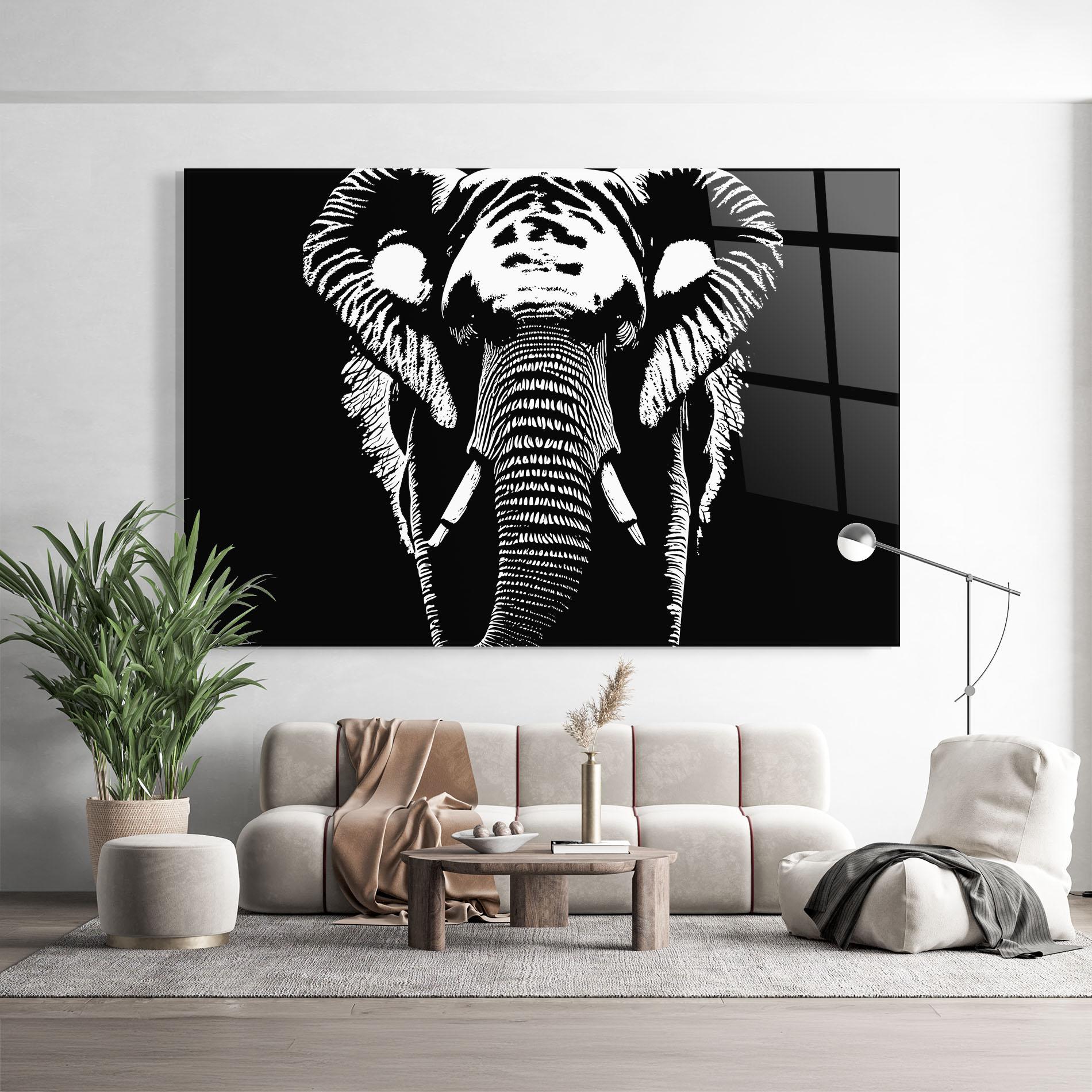 Glasbild Elephant Drawing mockup 9