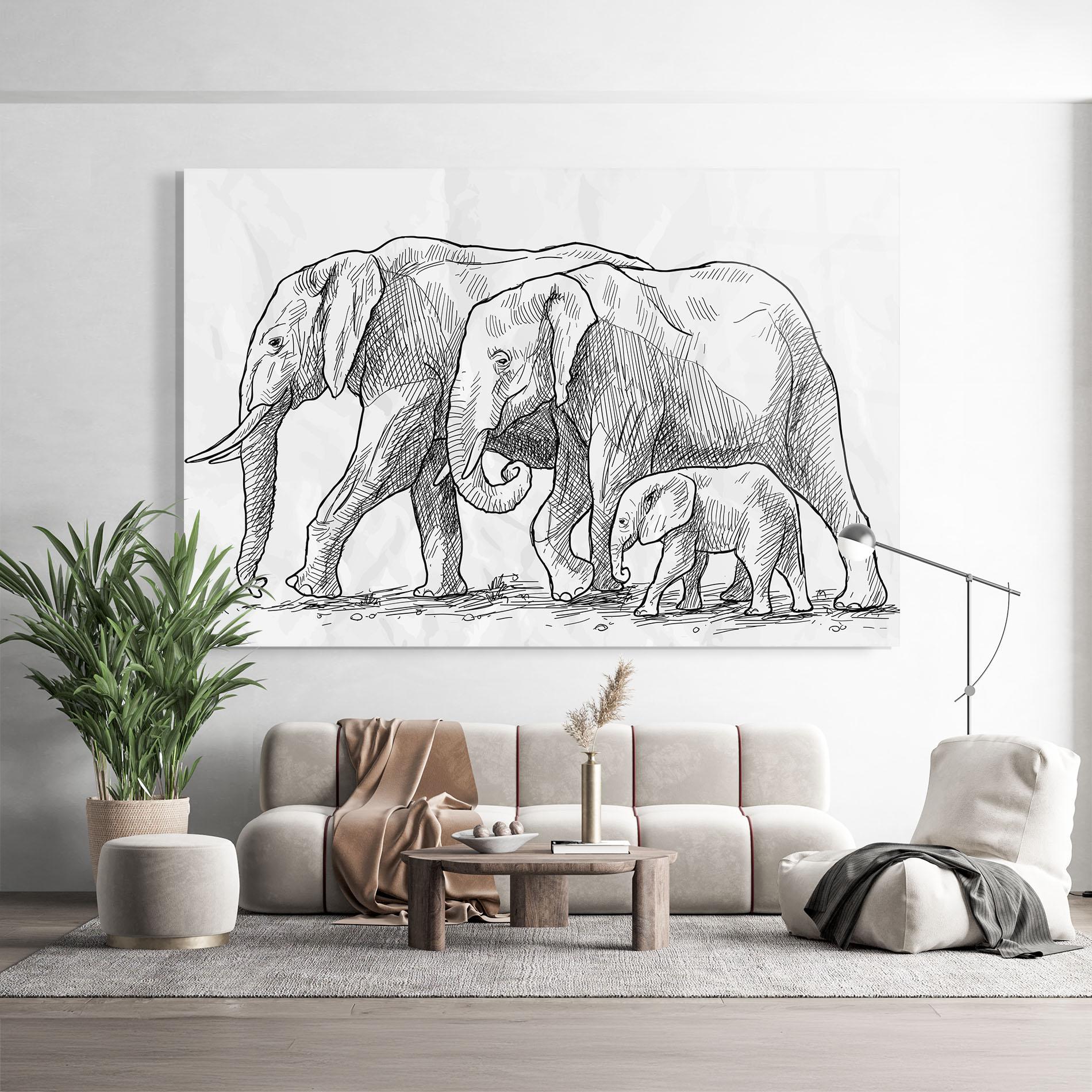 Glasbild Elephant Family mockup 9