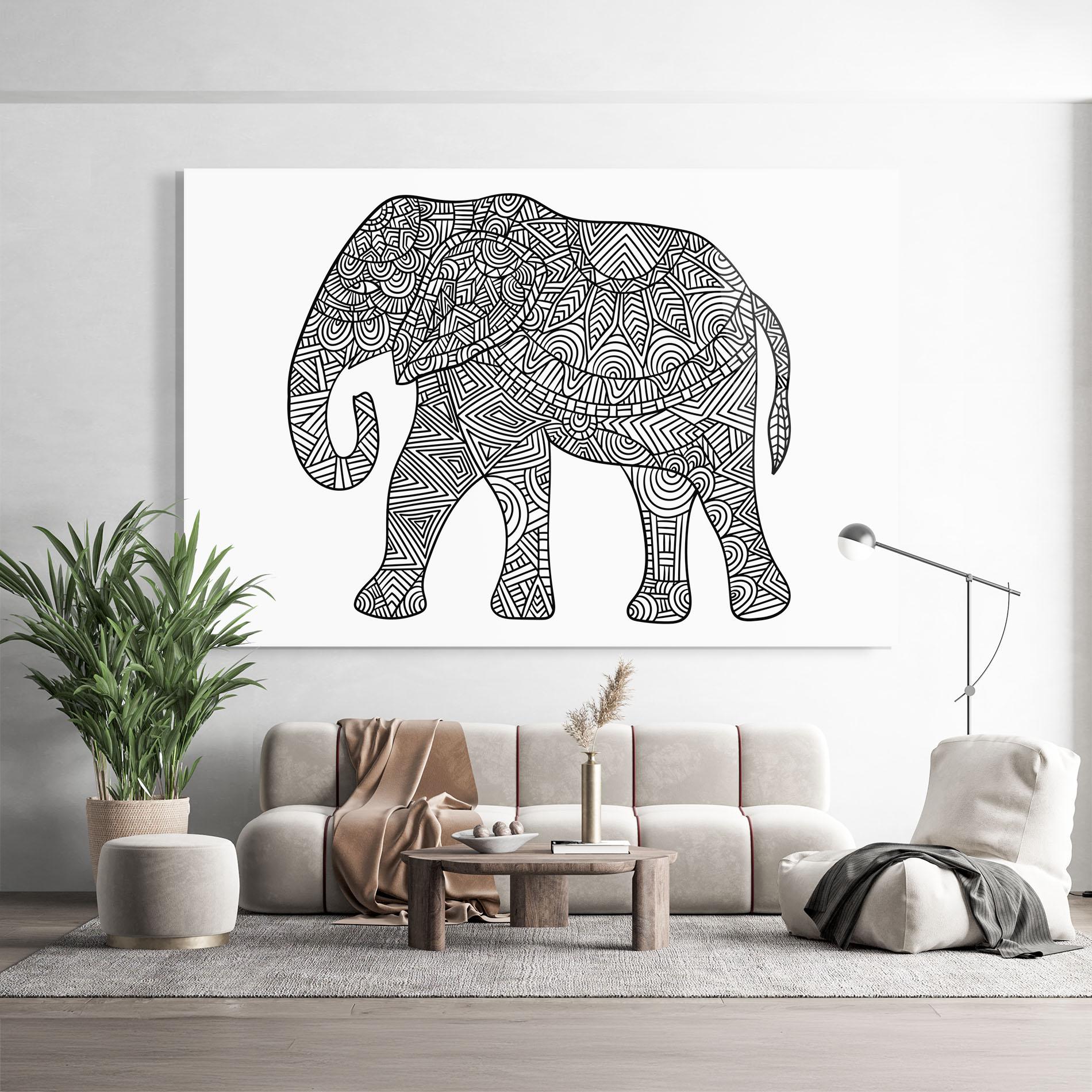 Glasbild Elephant Mandala mockup 9