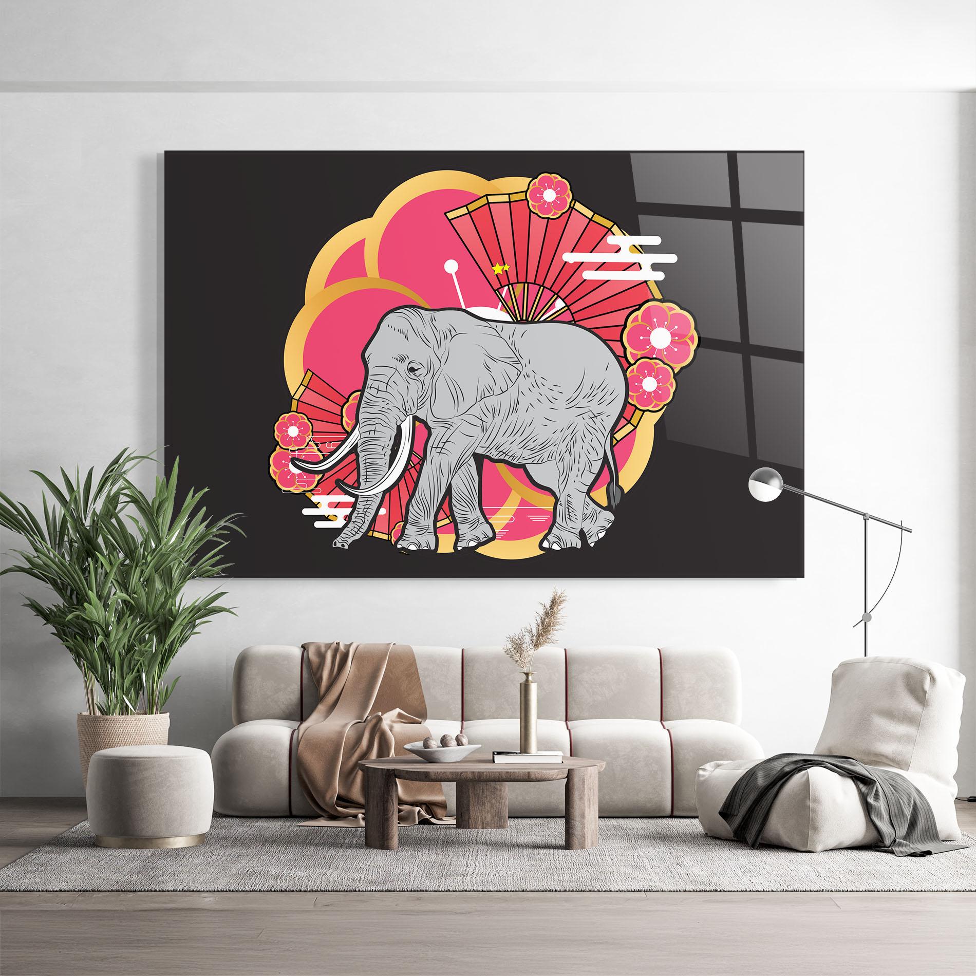 Glasbild Elephant On Pink mockup 9