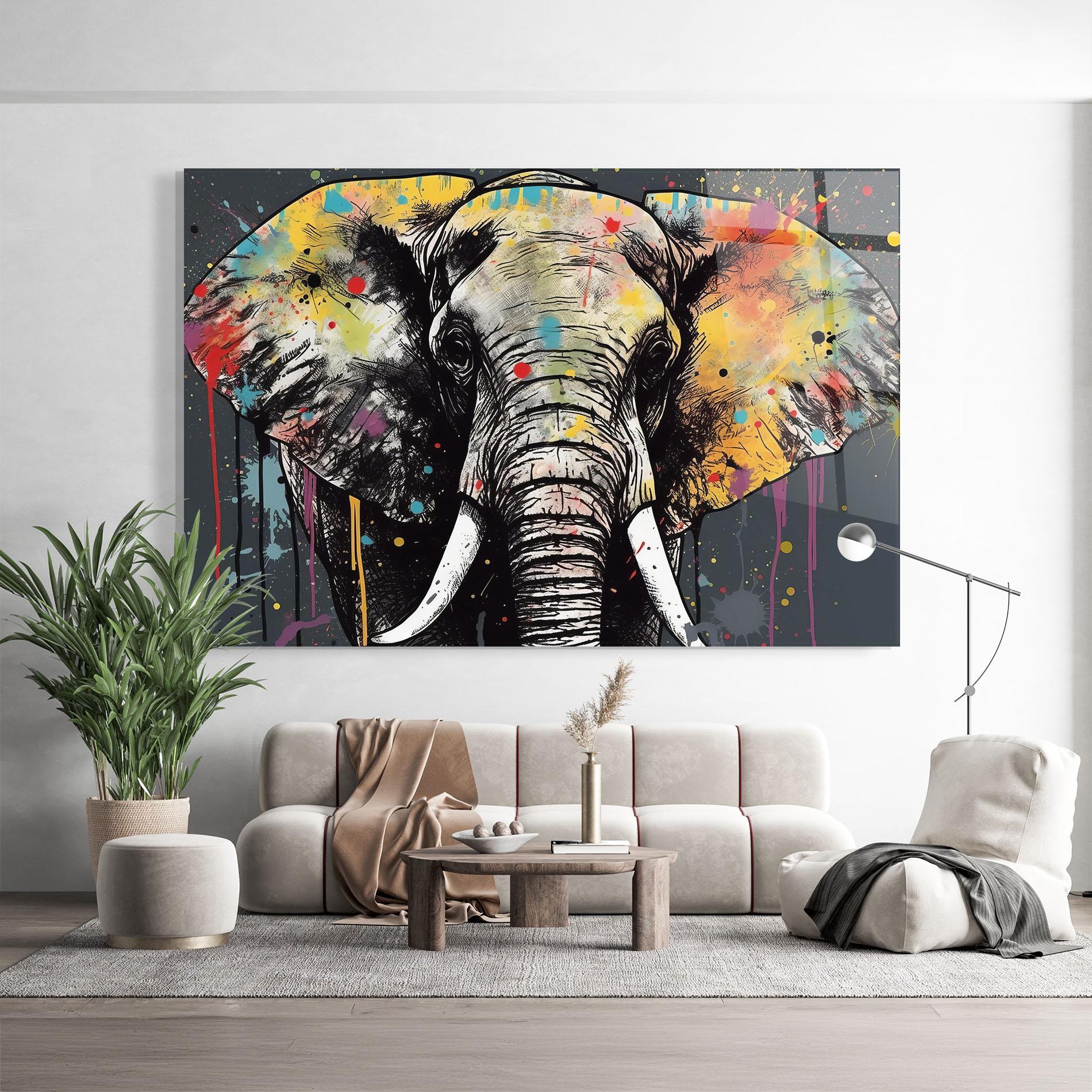 Glasbild Elephant Portrait Art mockup 9