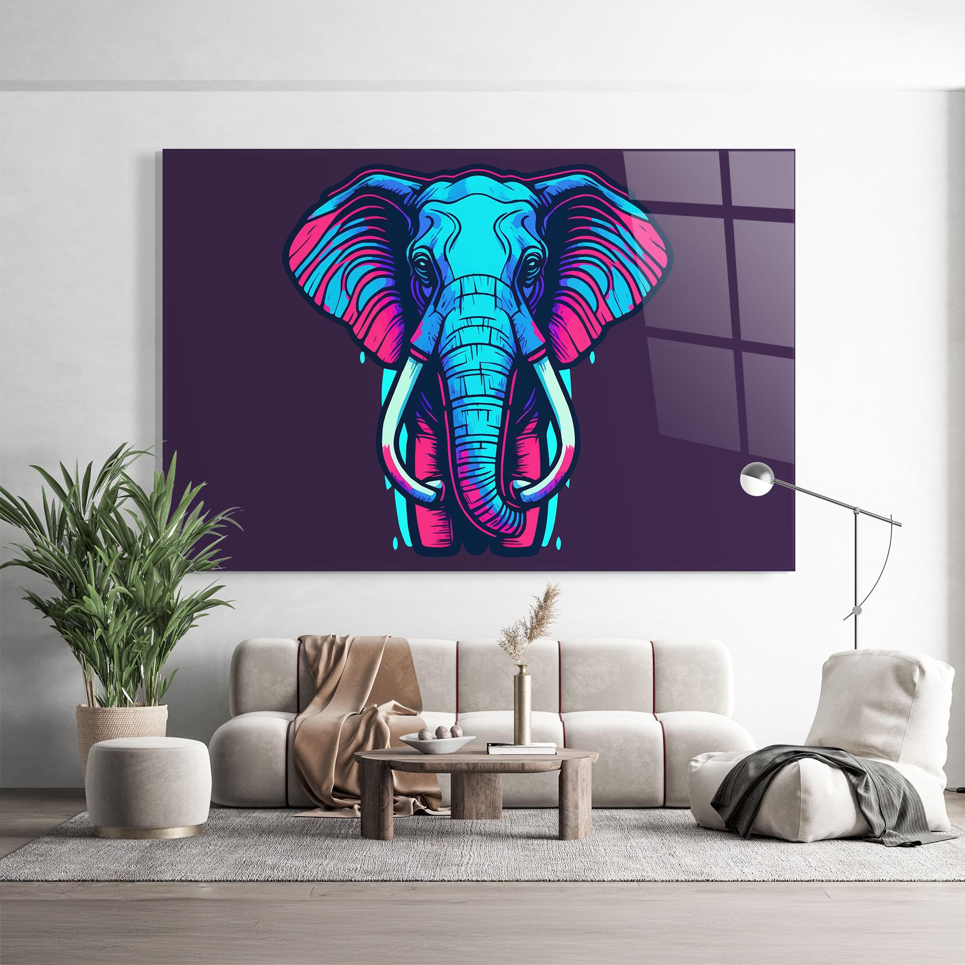 Glasbild Pink Blue Elephant mockup 9