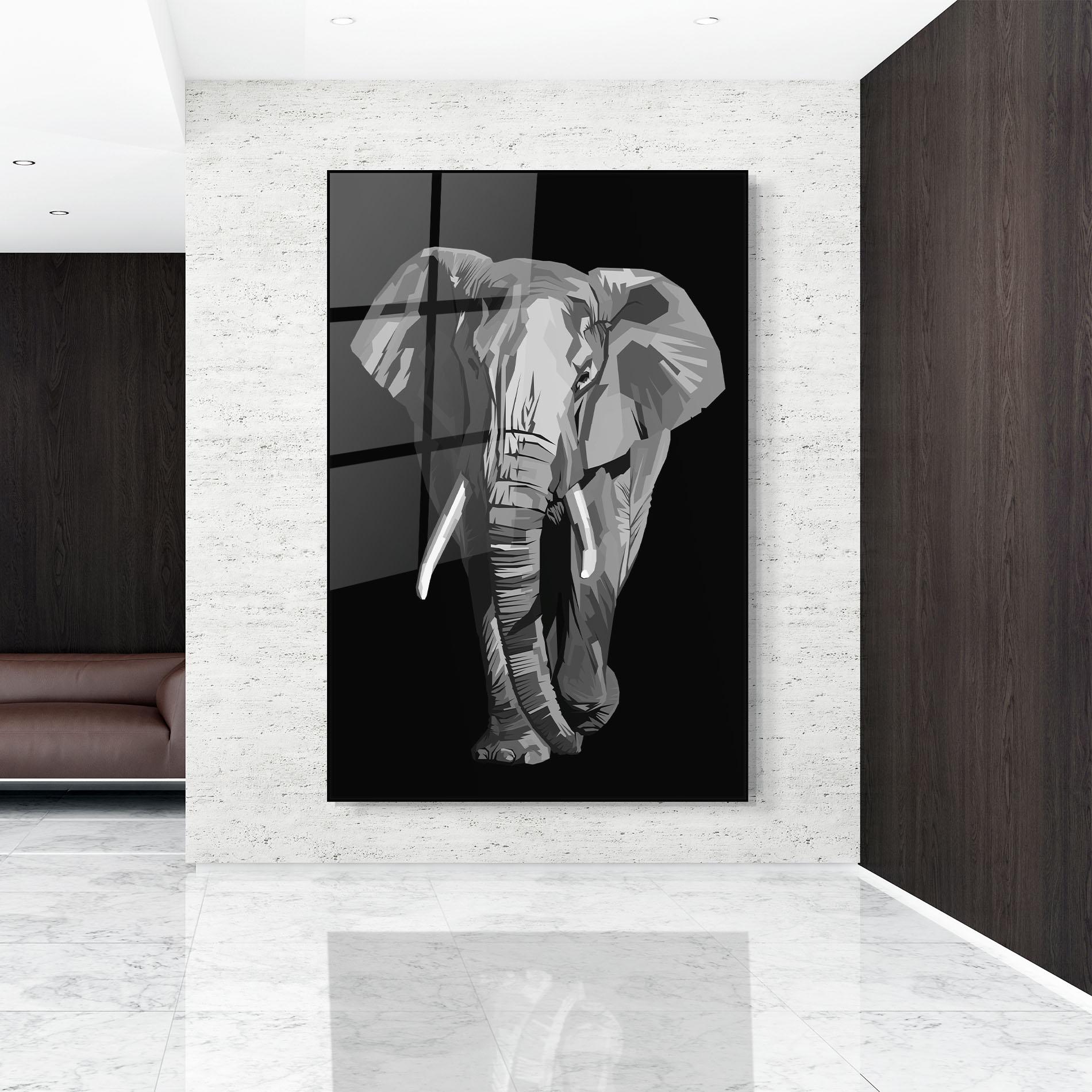 Glasbild Beautiful Grey Elephant mockup 9