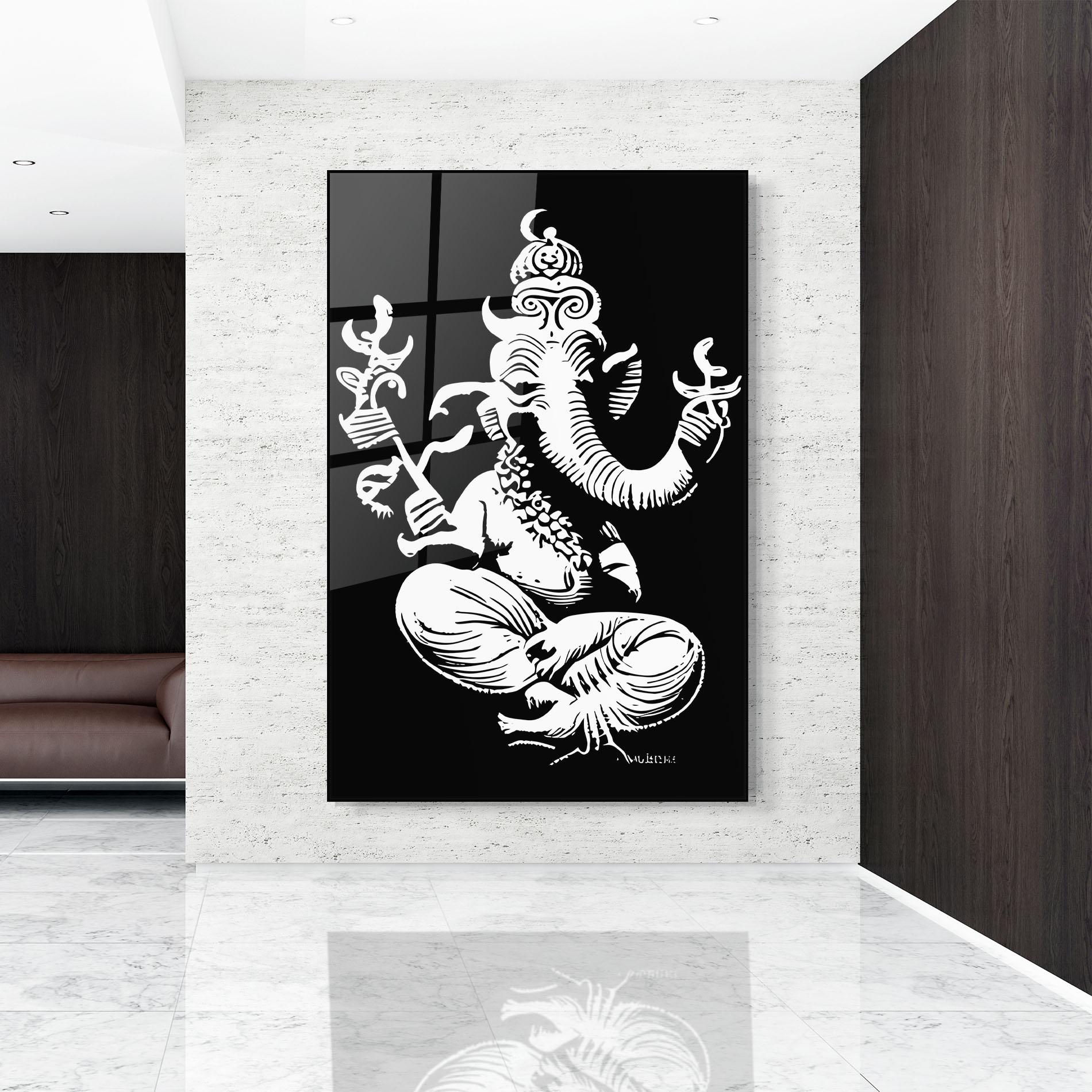 Glasbild Black And White Ganesha mockup 9