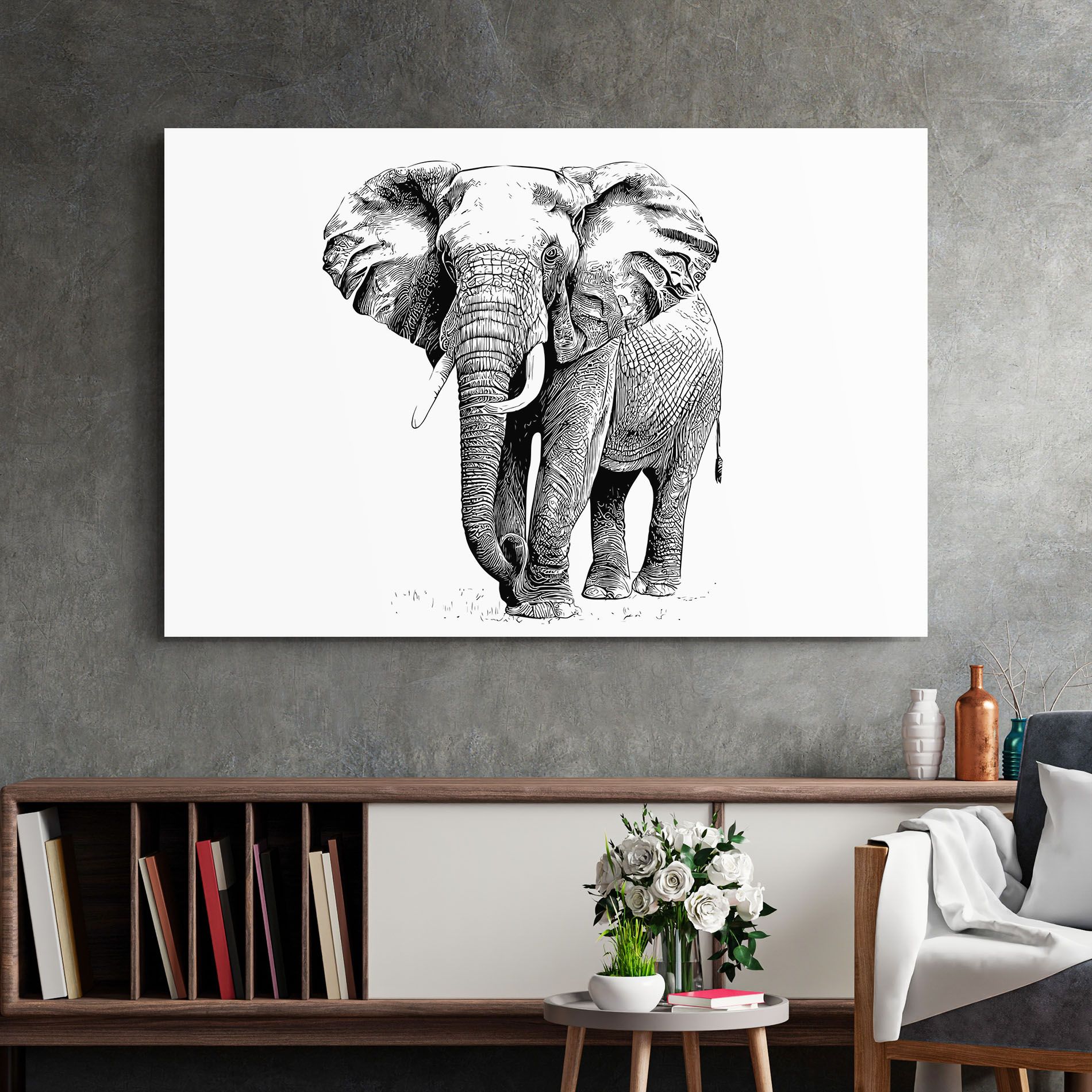 Black Lines Elephant mockup 2