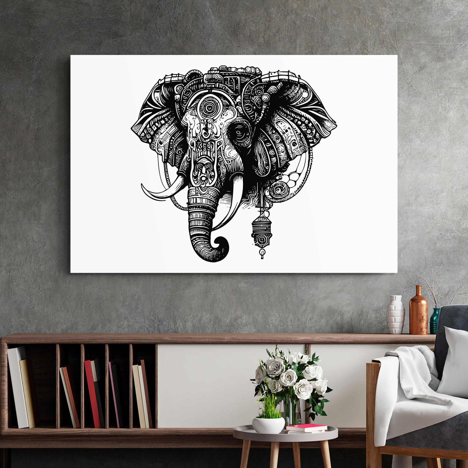 Glasbild Ehephant Head mockup 2