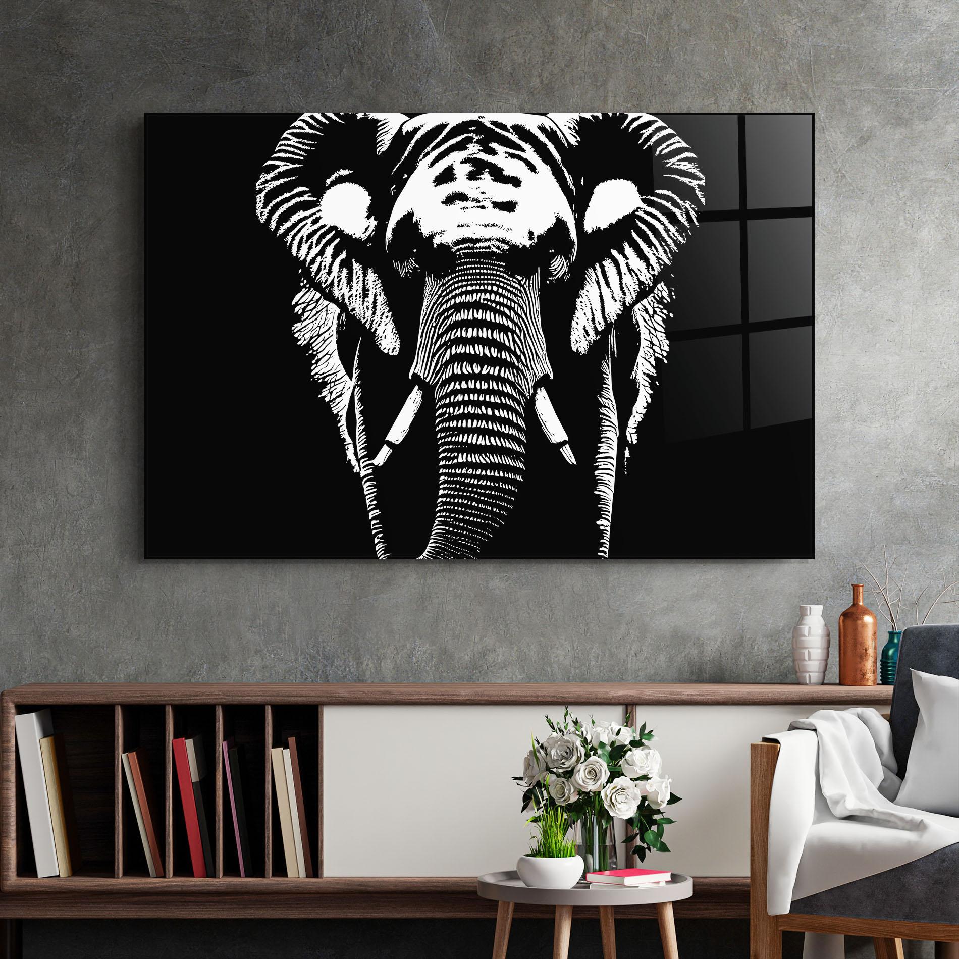 Glasbild Elephant Drawing mockup 2
