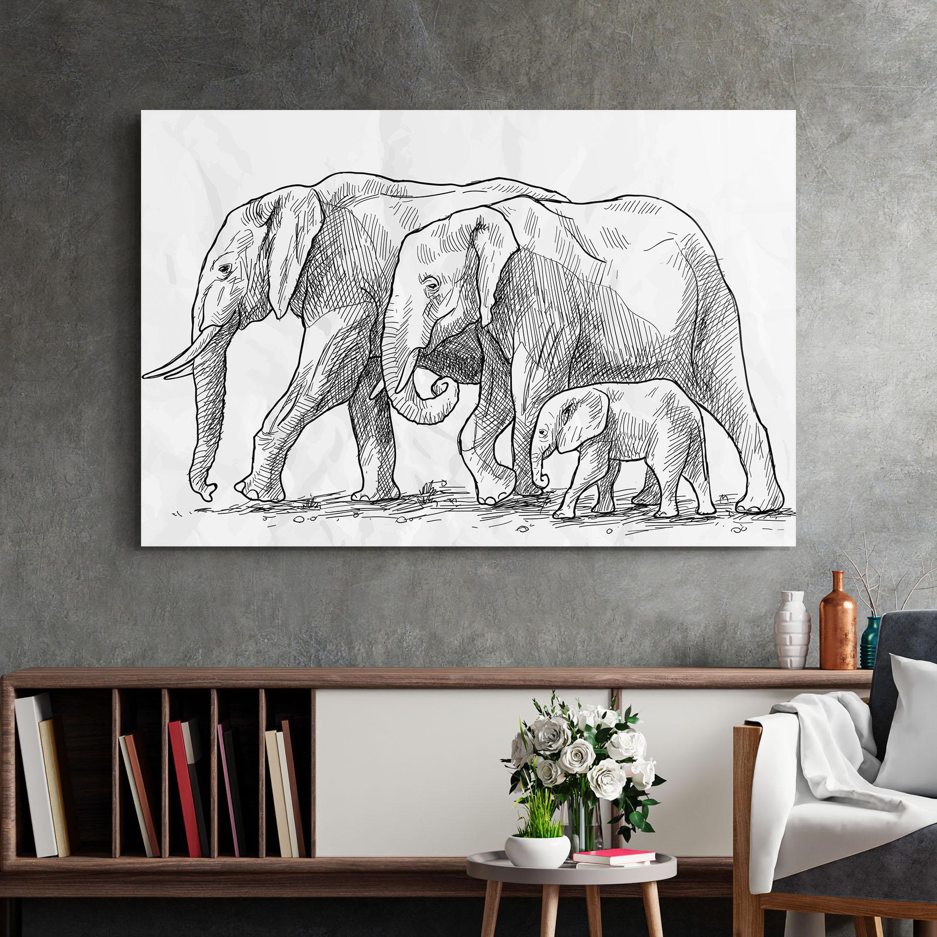 Glasbild Elephant Family mockup 2