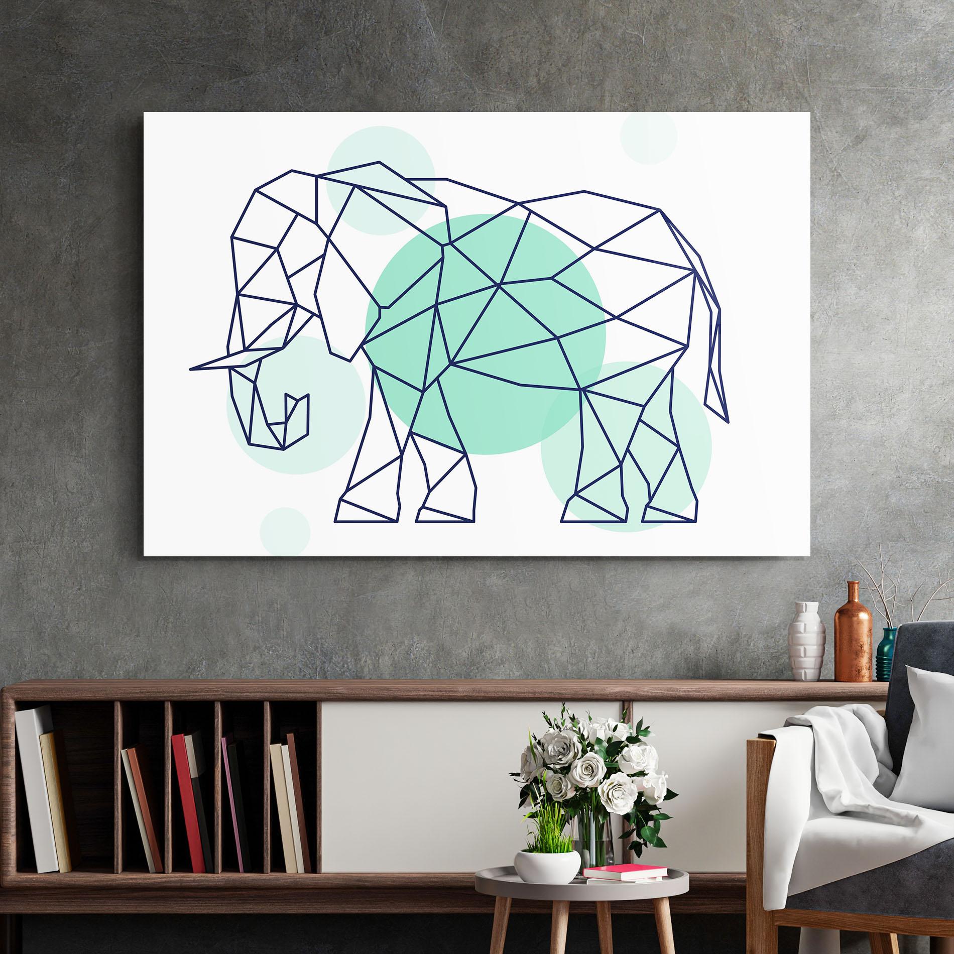 Glasbild Elephant Geometric mockup 2