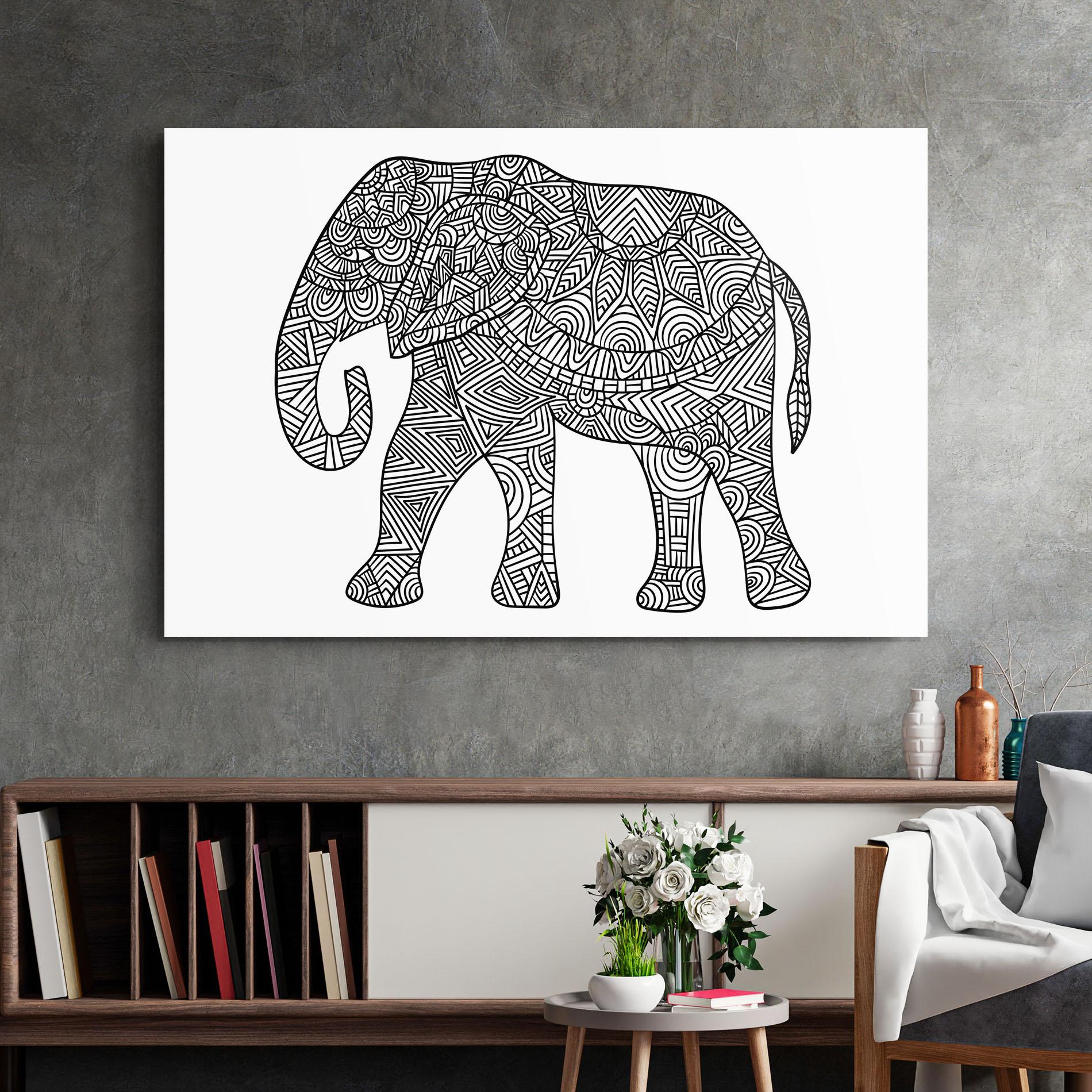 Glasbild Elephant Mandala mockup 2