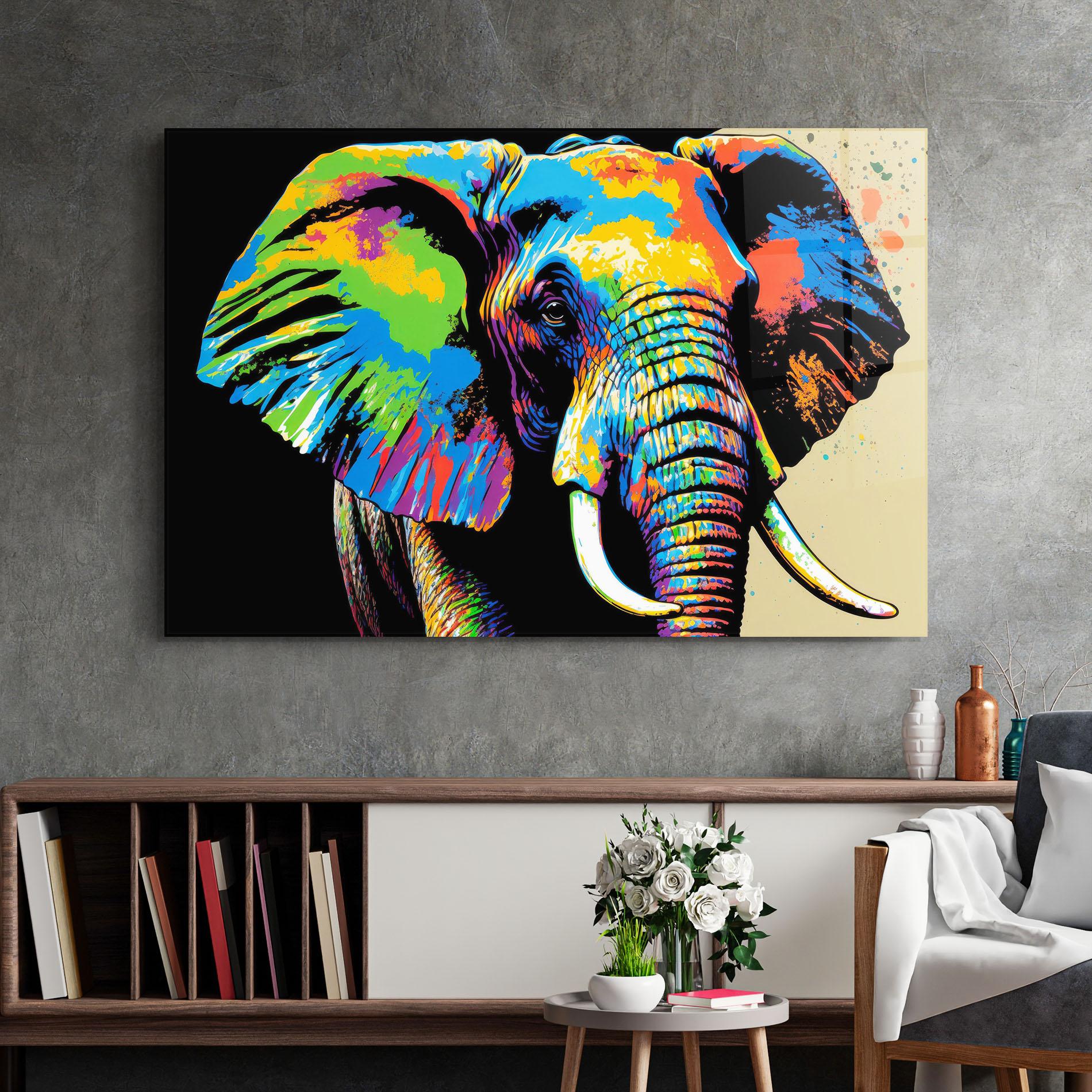 Glasbild Elephant Portrait mockup 2