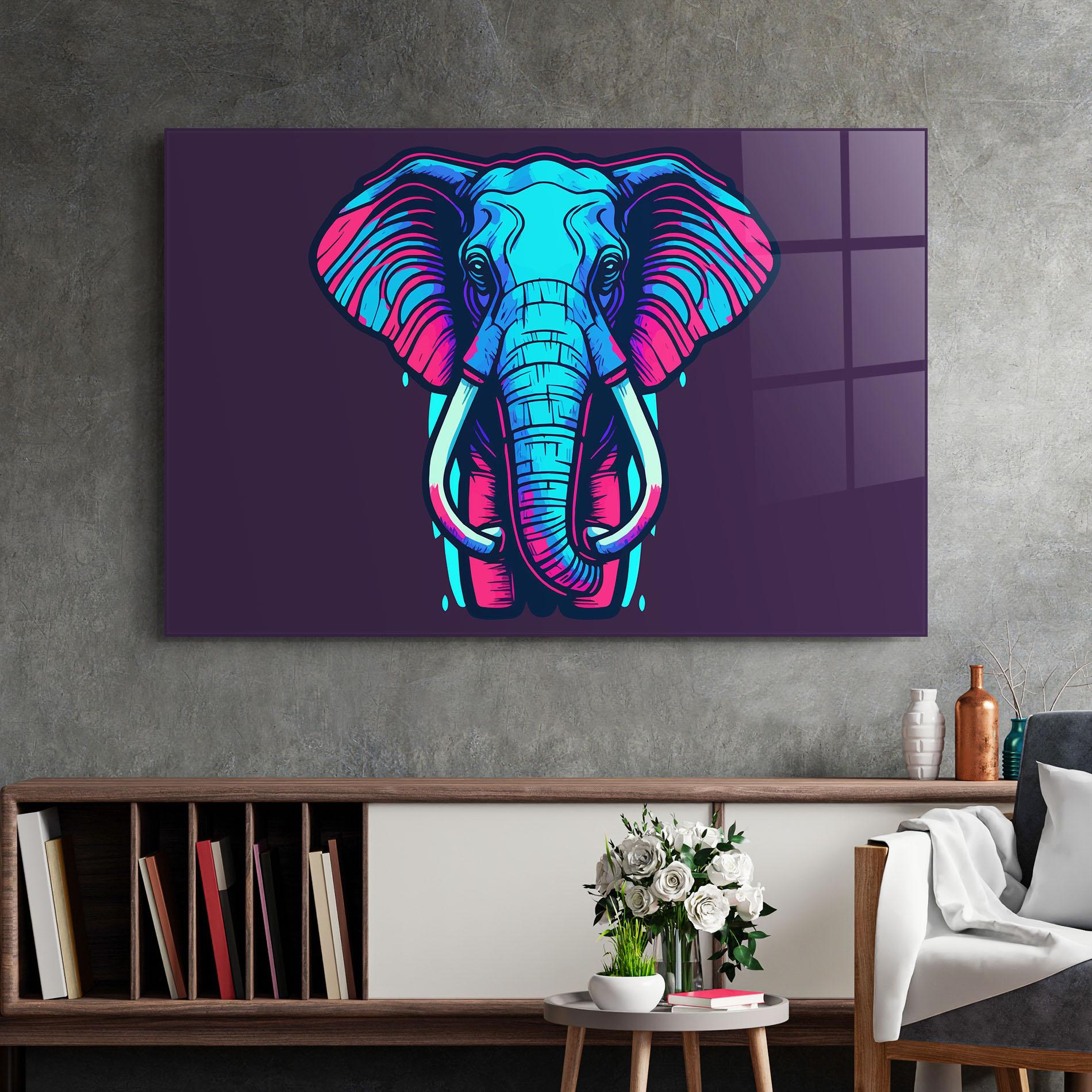 Glasbild Pink Blue Elephant mockup 2