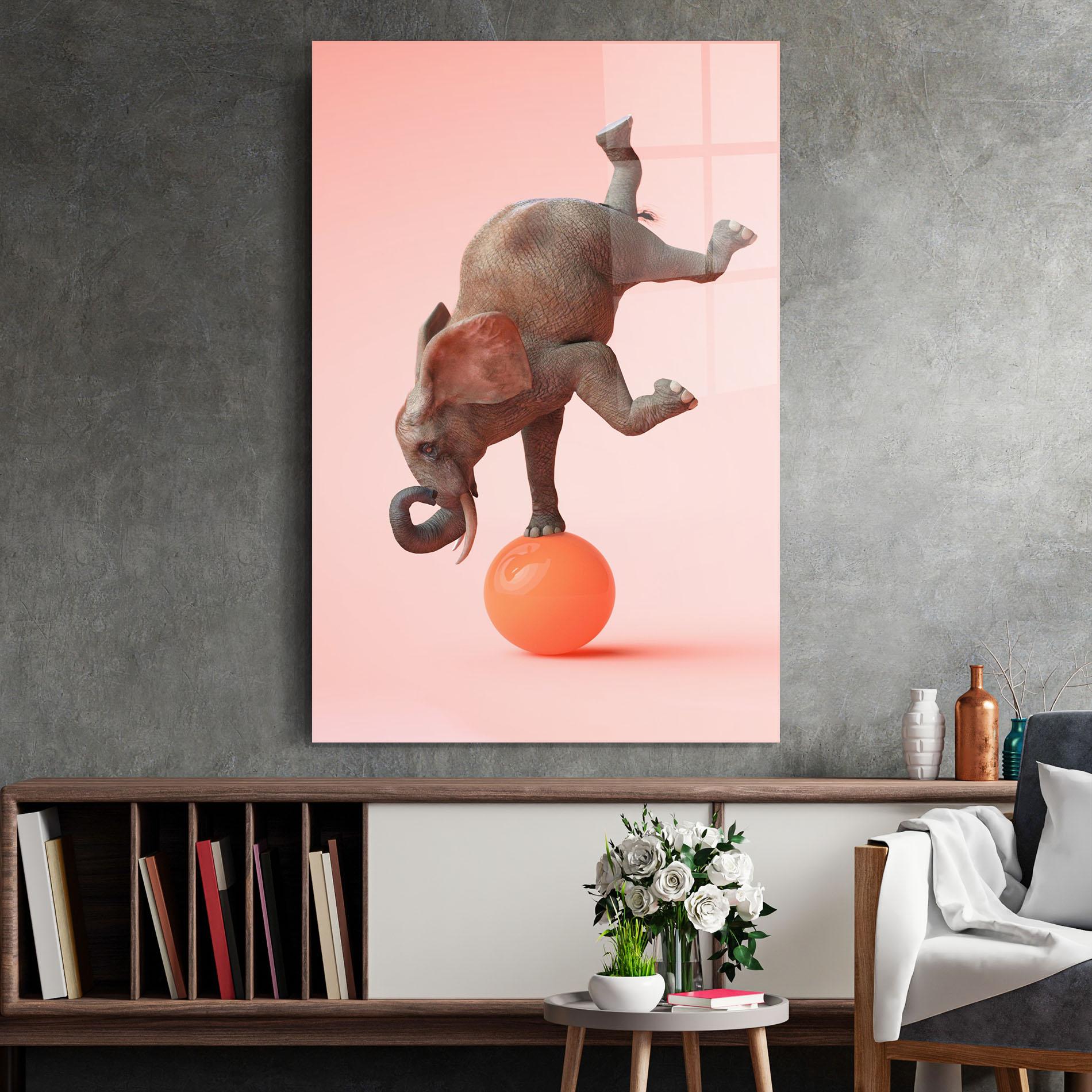 Glasbild Ball Elephant mockup 2