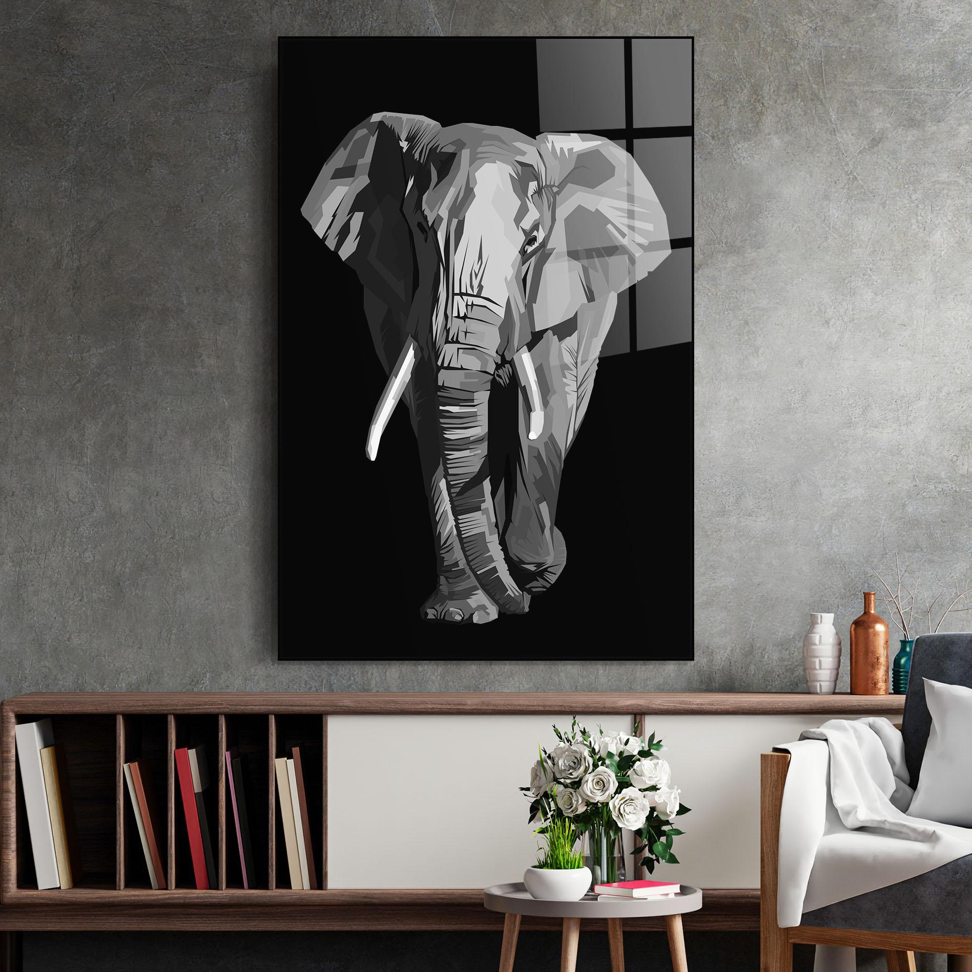 Glasbild Beautiful Grey Elephant mockup 2