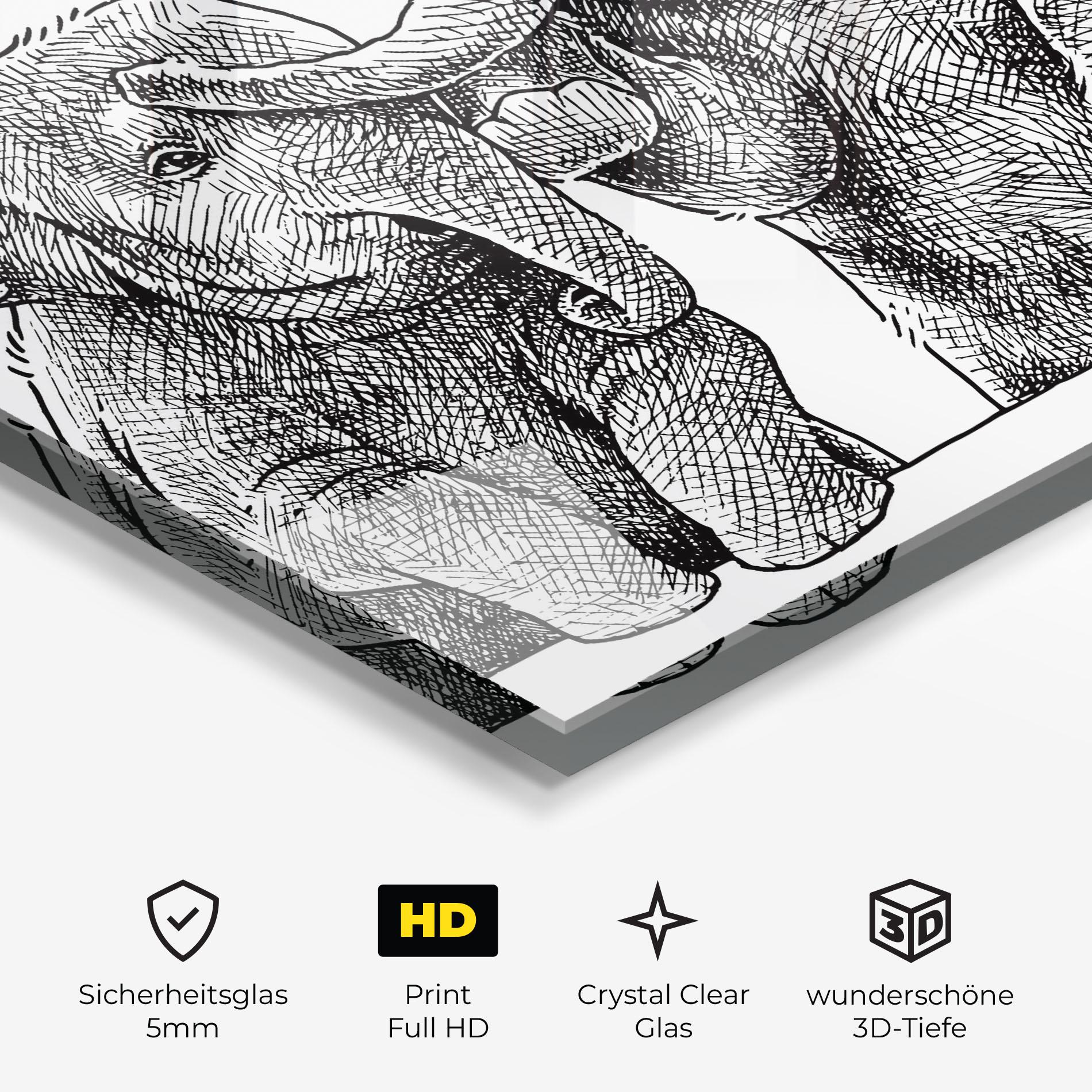 Glasbild Baby Elephants mockup 3