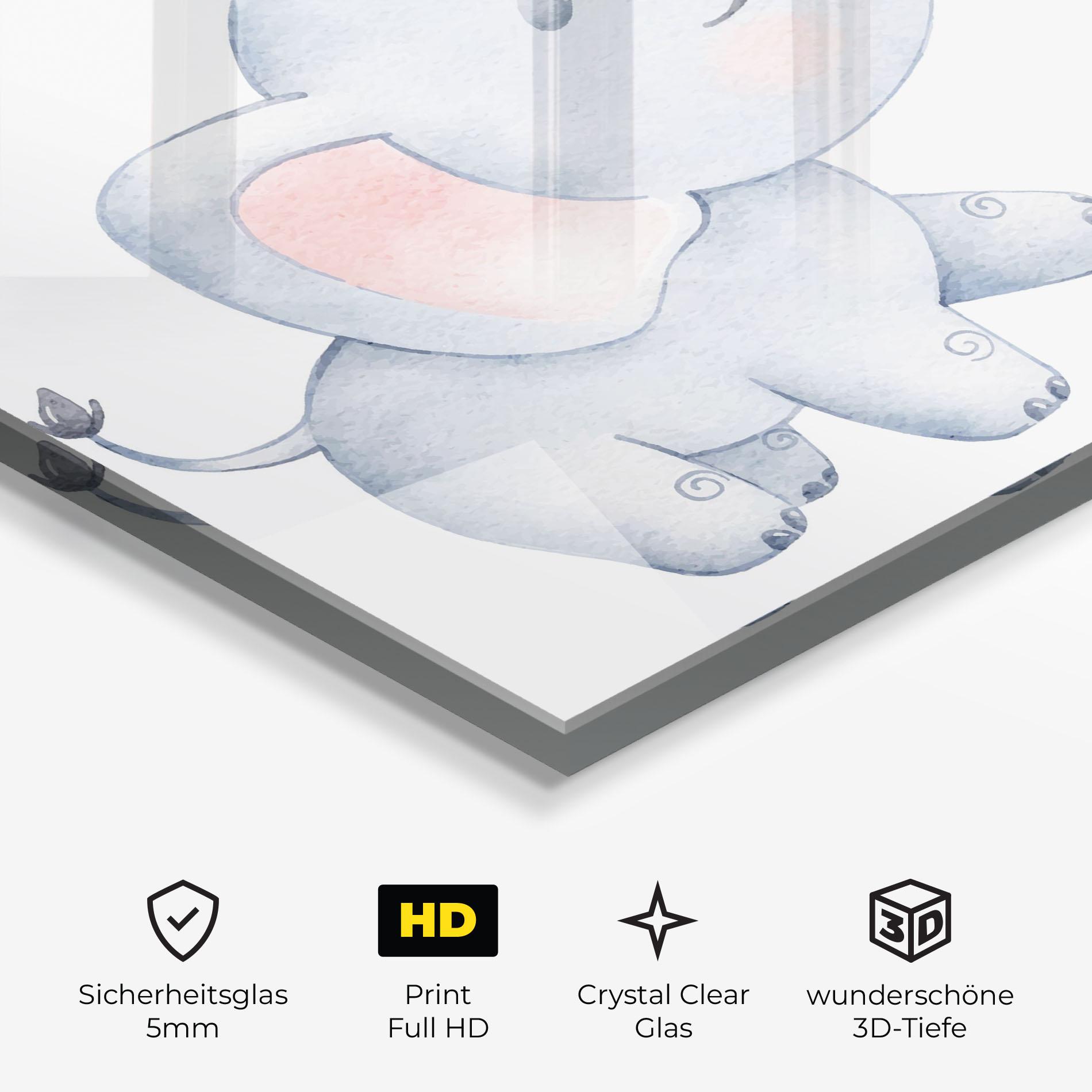 Glasbild Elephant Butterfly mockup 3