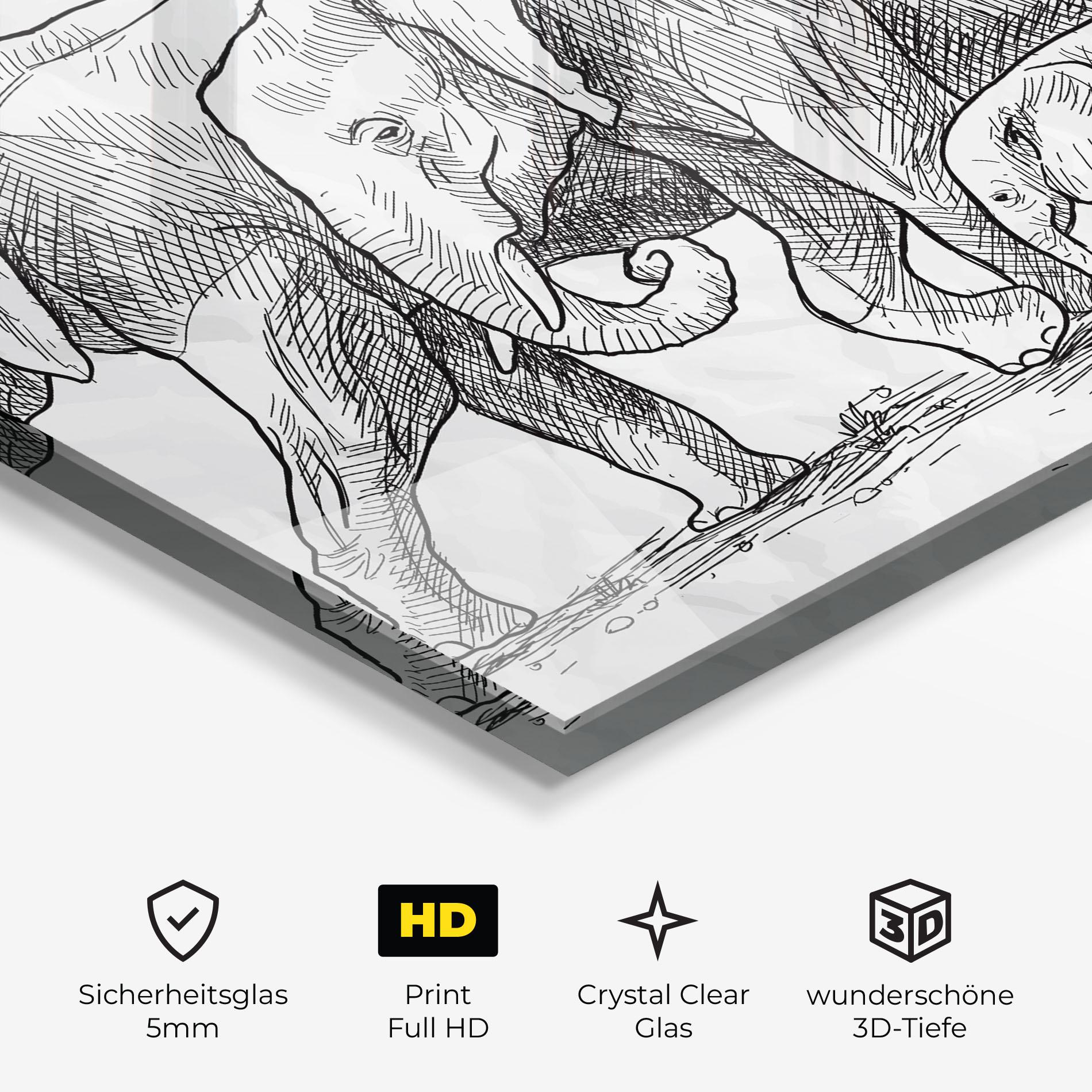 Glasbild Elephant Family mockup 3