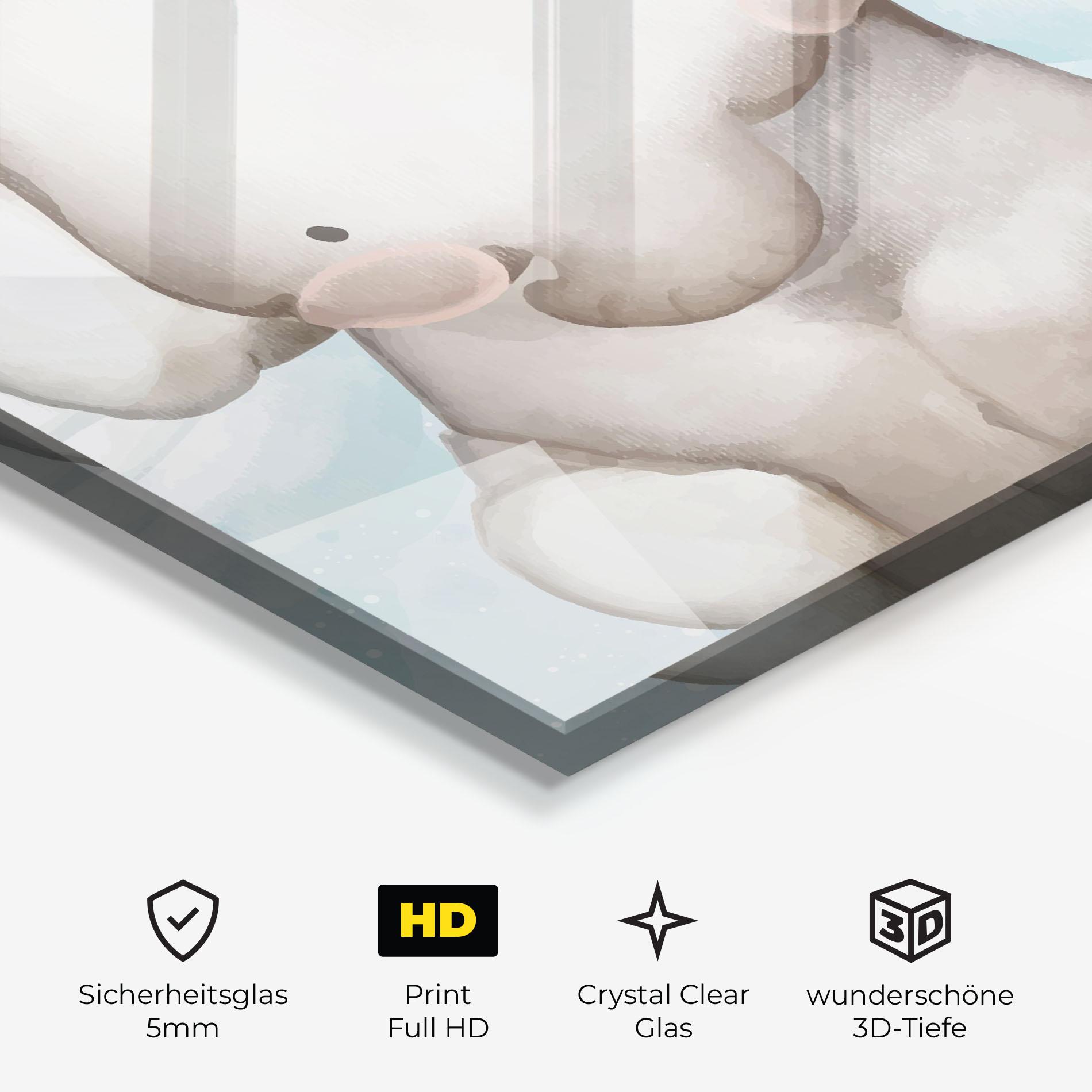 Glasbild Elephant On Blue mockup 3