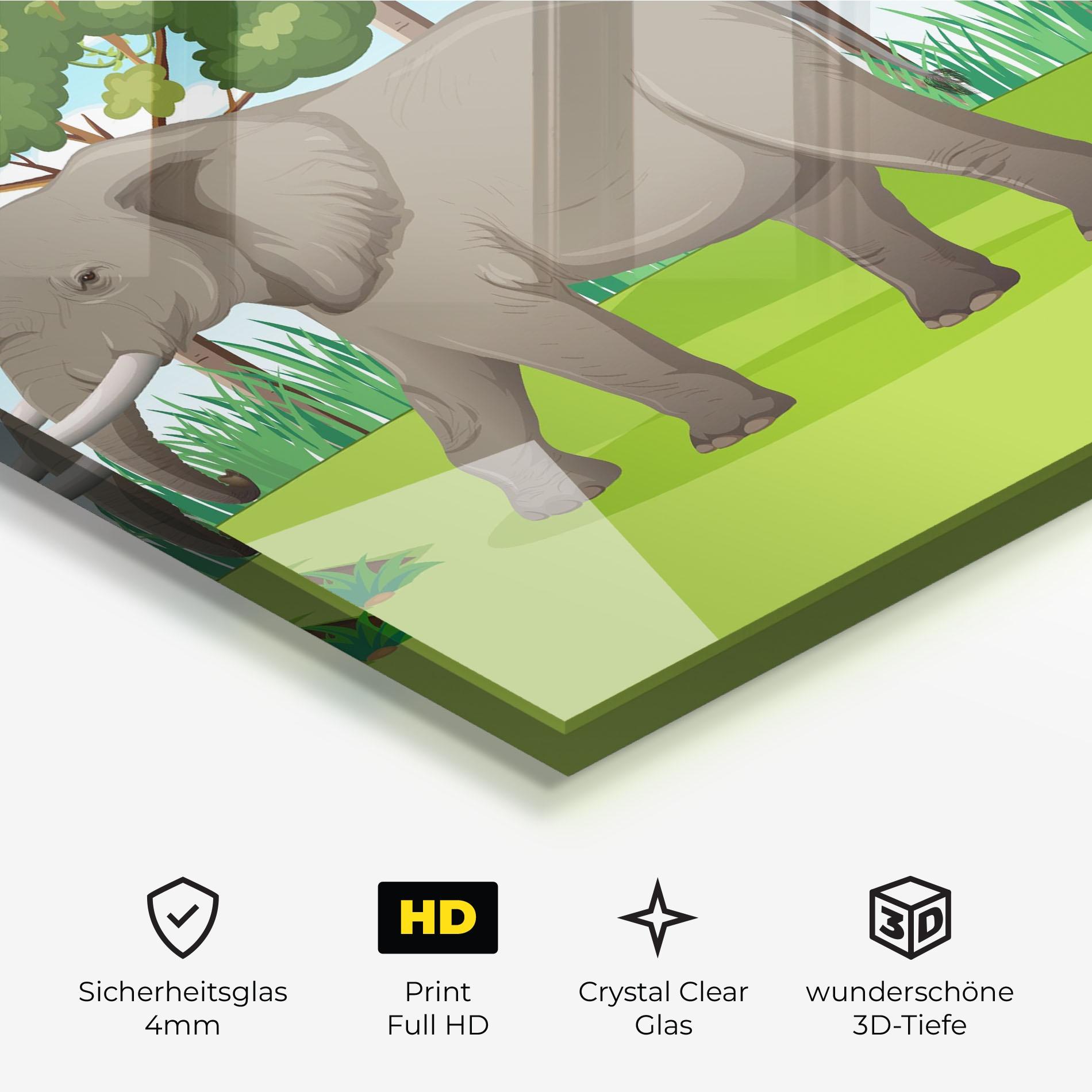 Glasbild Animated Elephant mockup 3