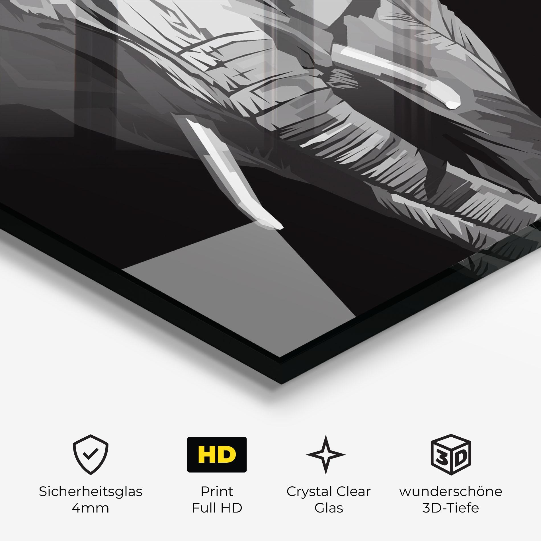 Glasbild Beautiful Grey Elephant mockup 3