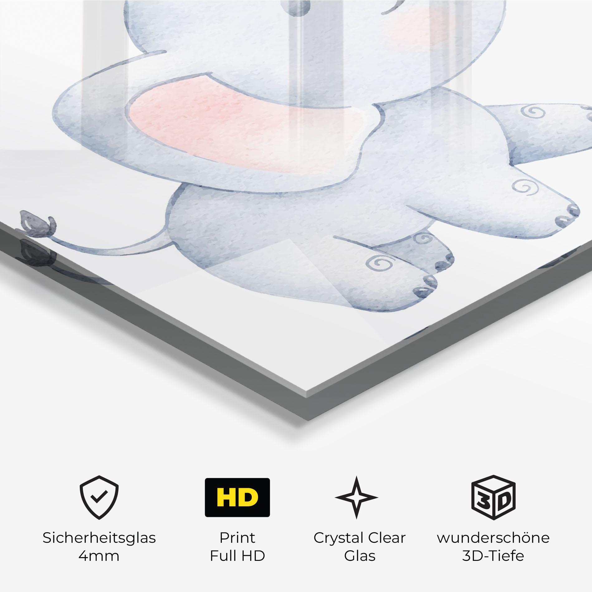 Glasbild Elephant Butterfly mockup 3