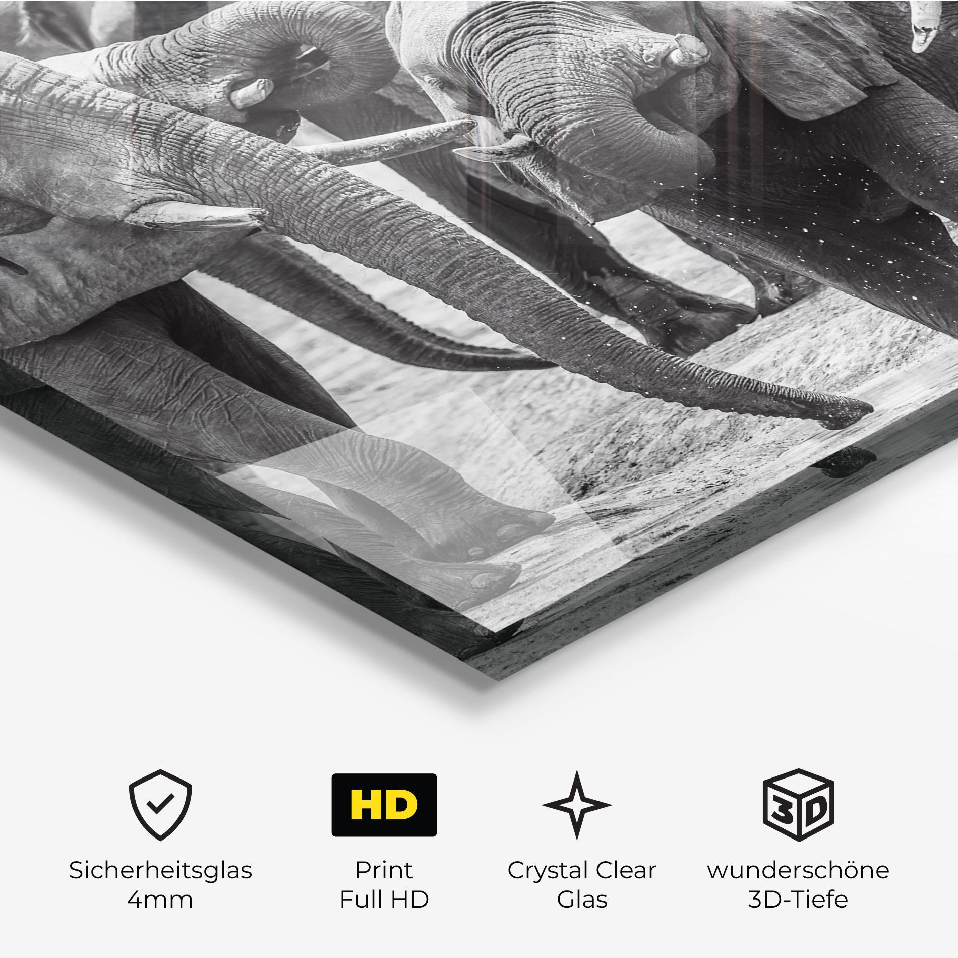 Glasbild Elephant Playing mockup 3