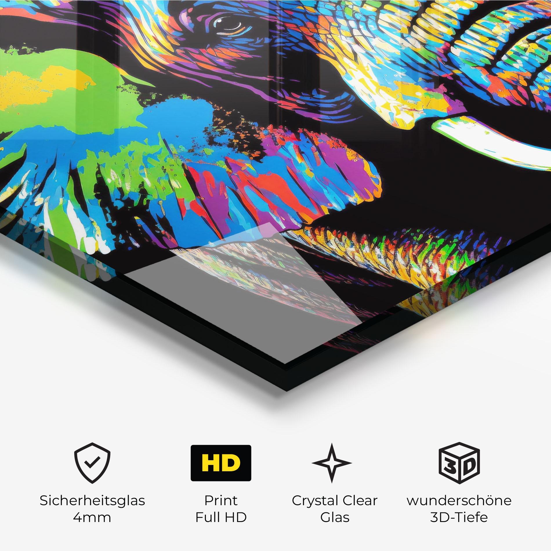 Glasbild Elephant Portrait mockup 3