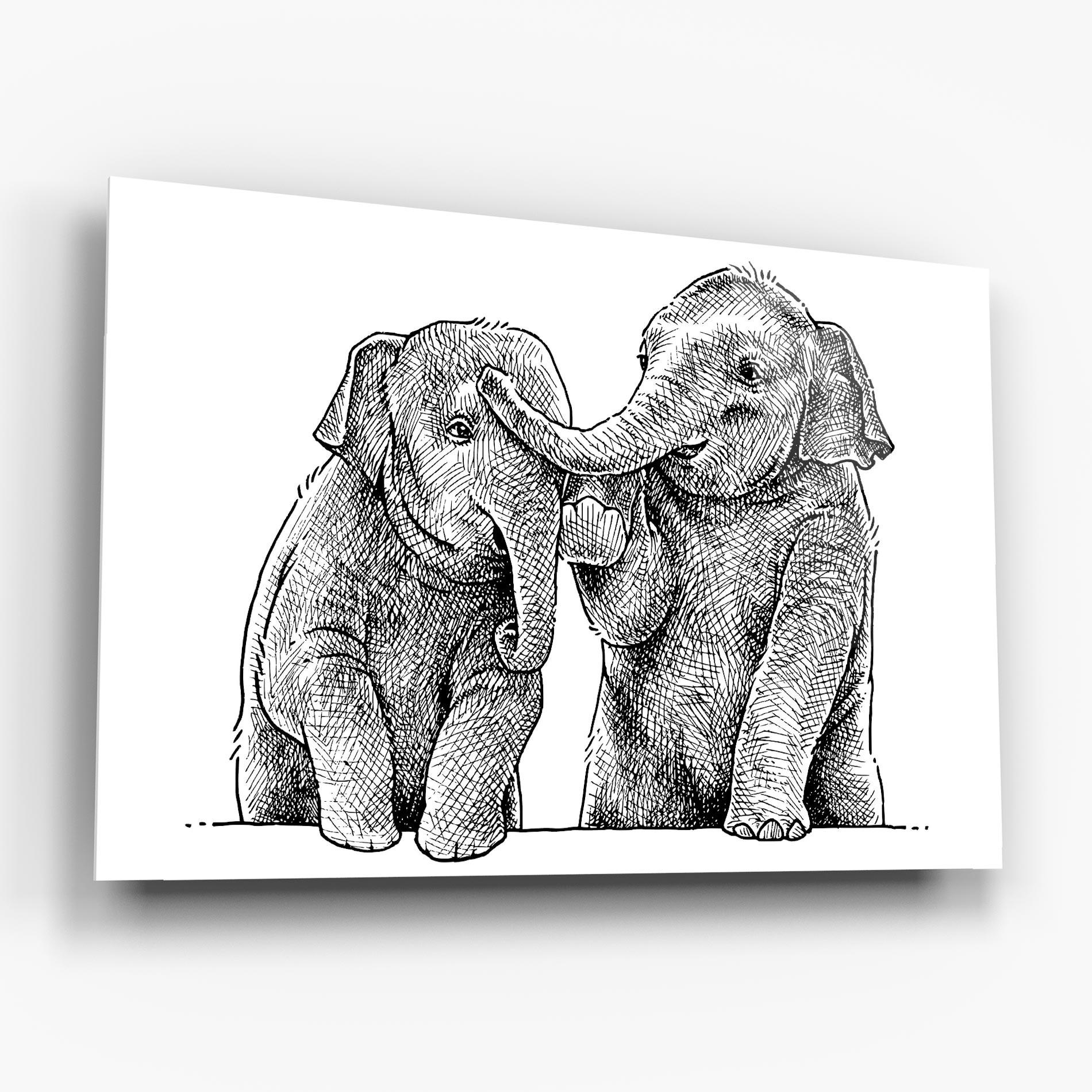 Glasbild Baby Elephants mockup 6
