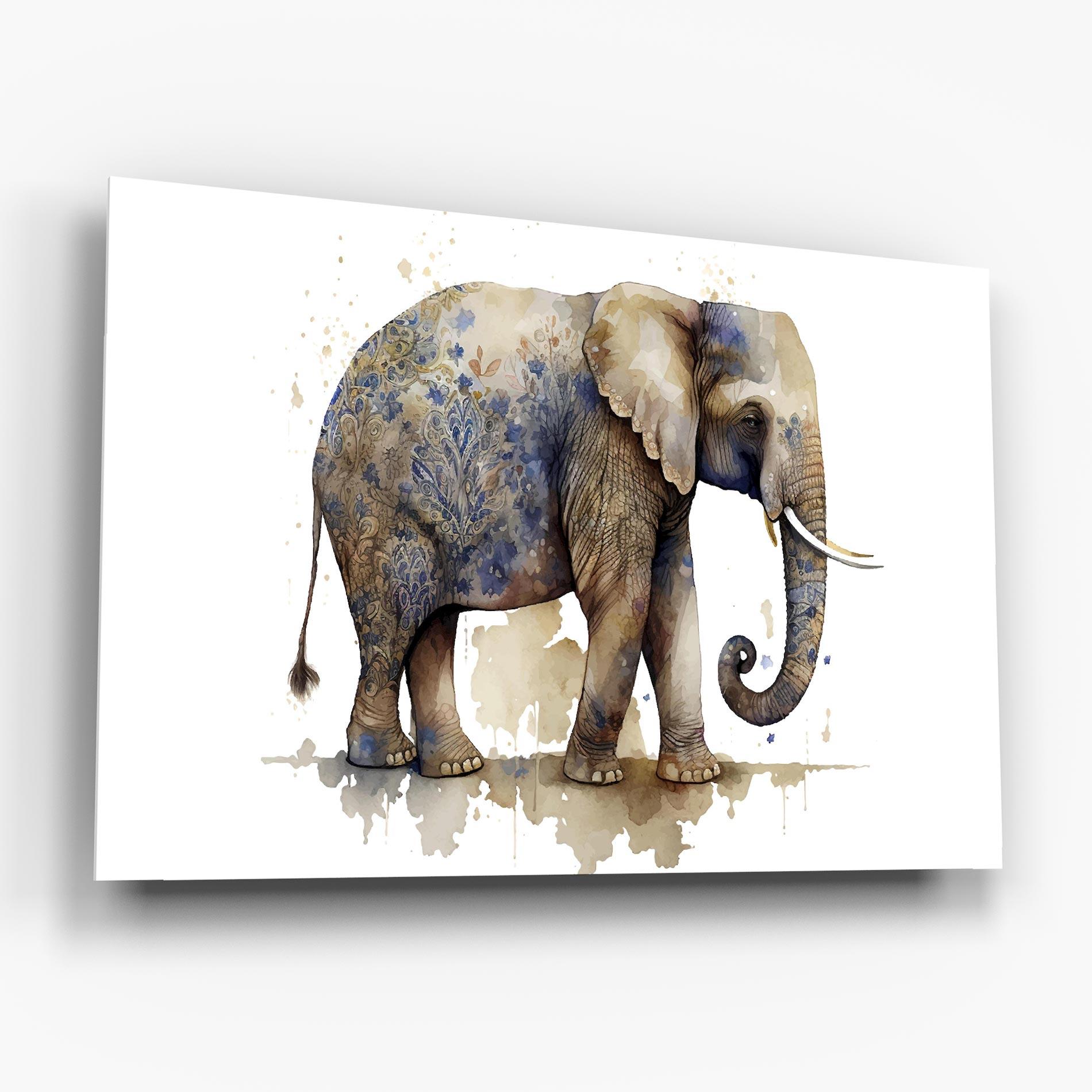 Glasbild Blue Grey Elephant mockup 6