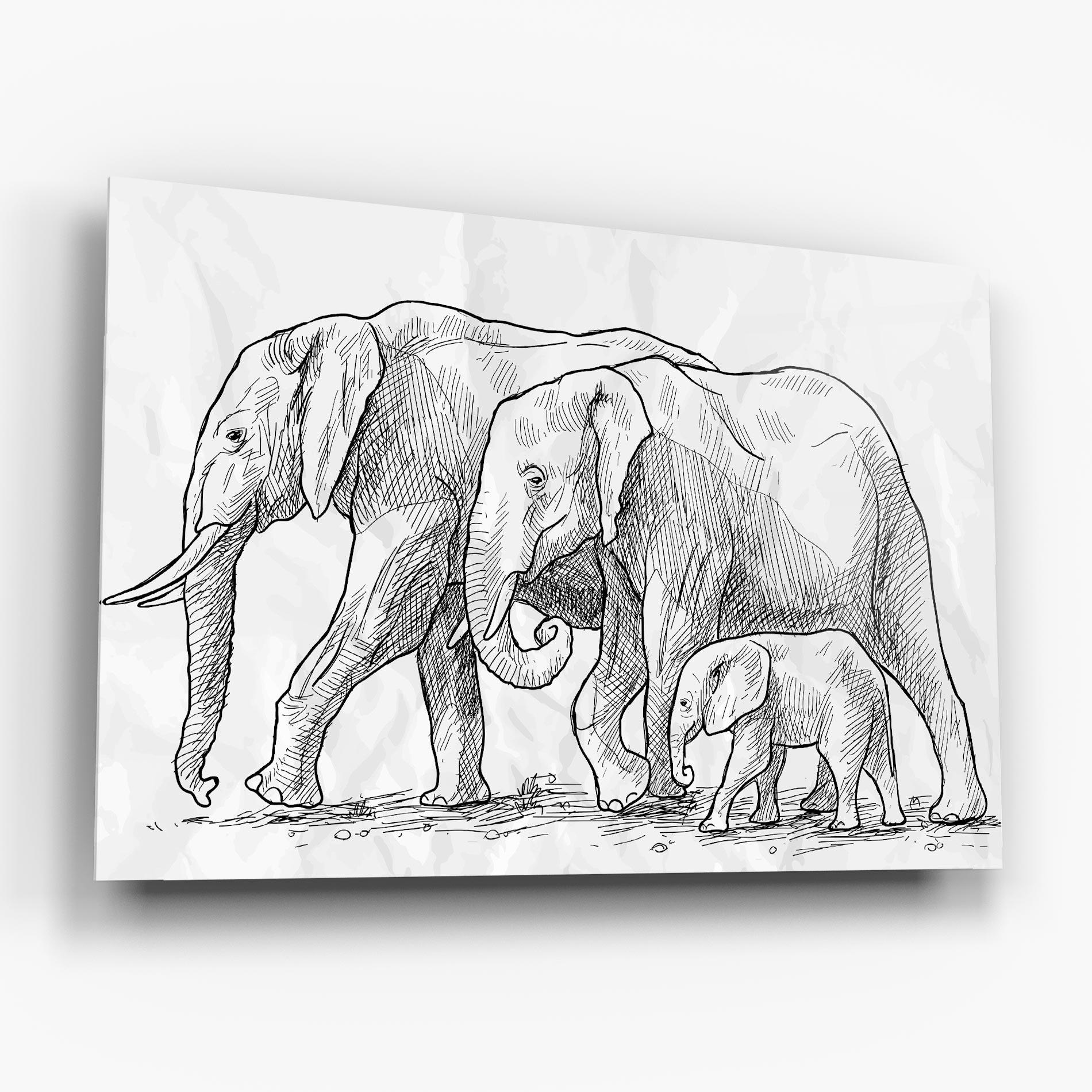 Glasbild Elephant Family mockup 6