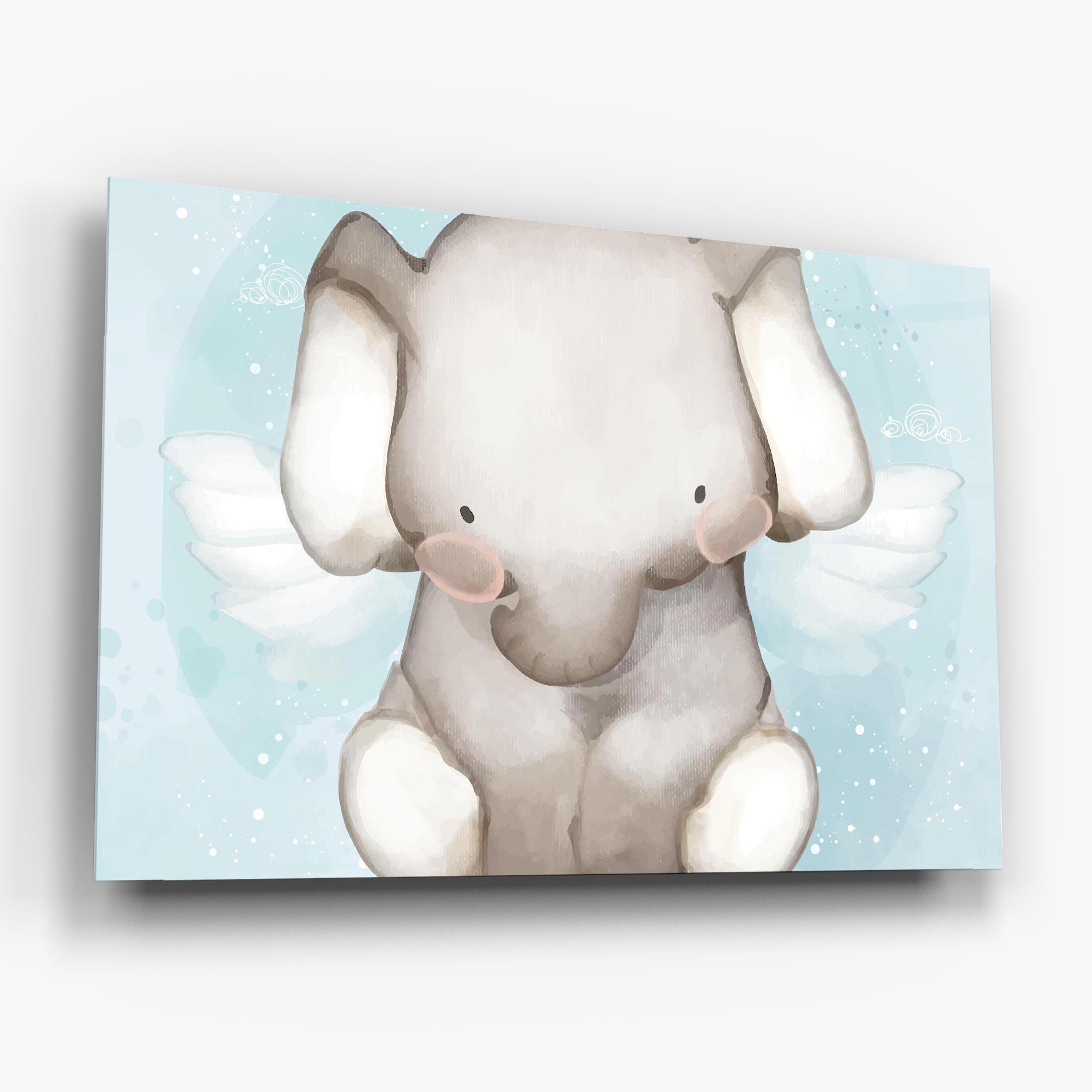Glasbild Elephant On Blue mockup 6