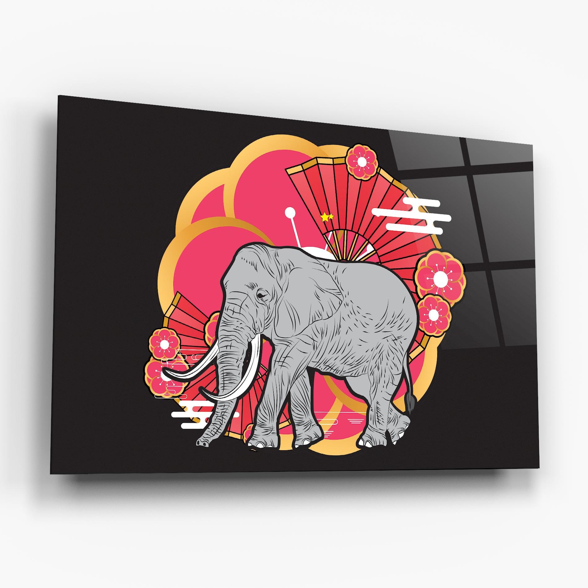 Glasbild Elephant On Pink mockup 6