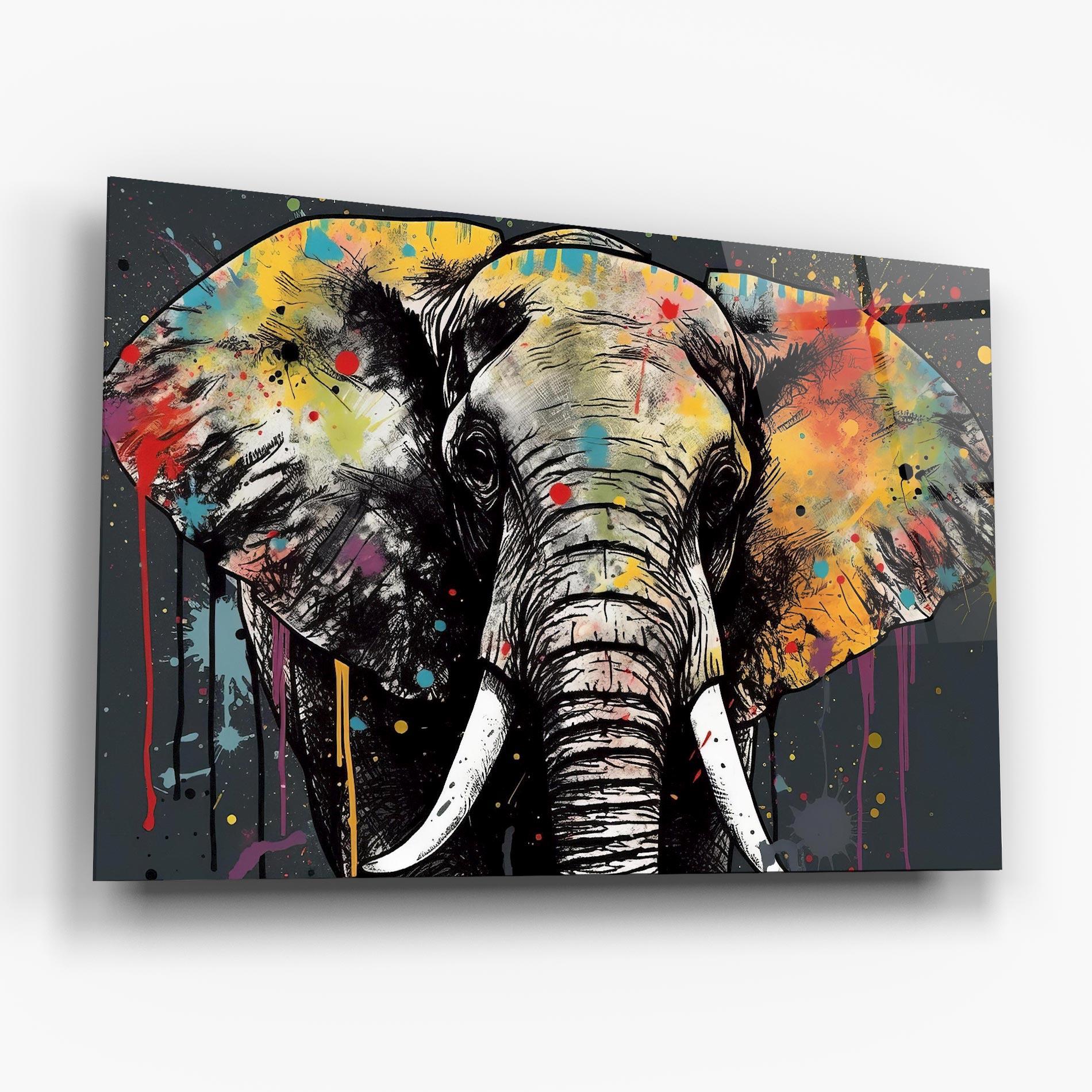 Glasbild Elephant Portrait Art mockup 6