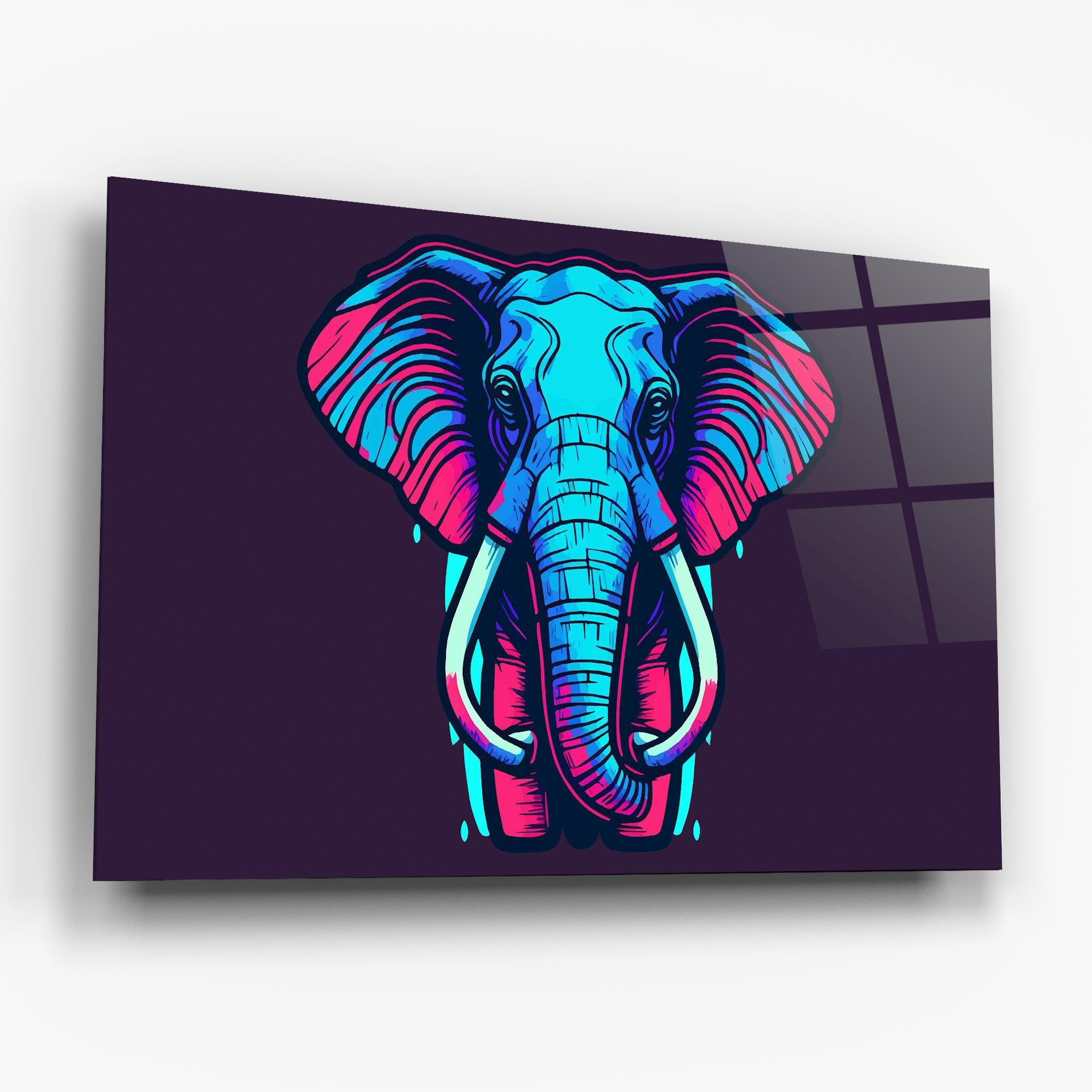 Glasbild Pink Blue Elephant mockup 6