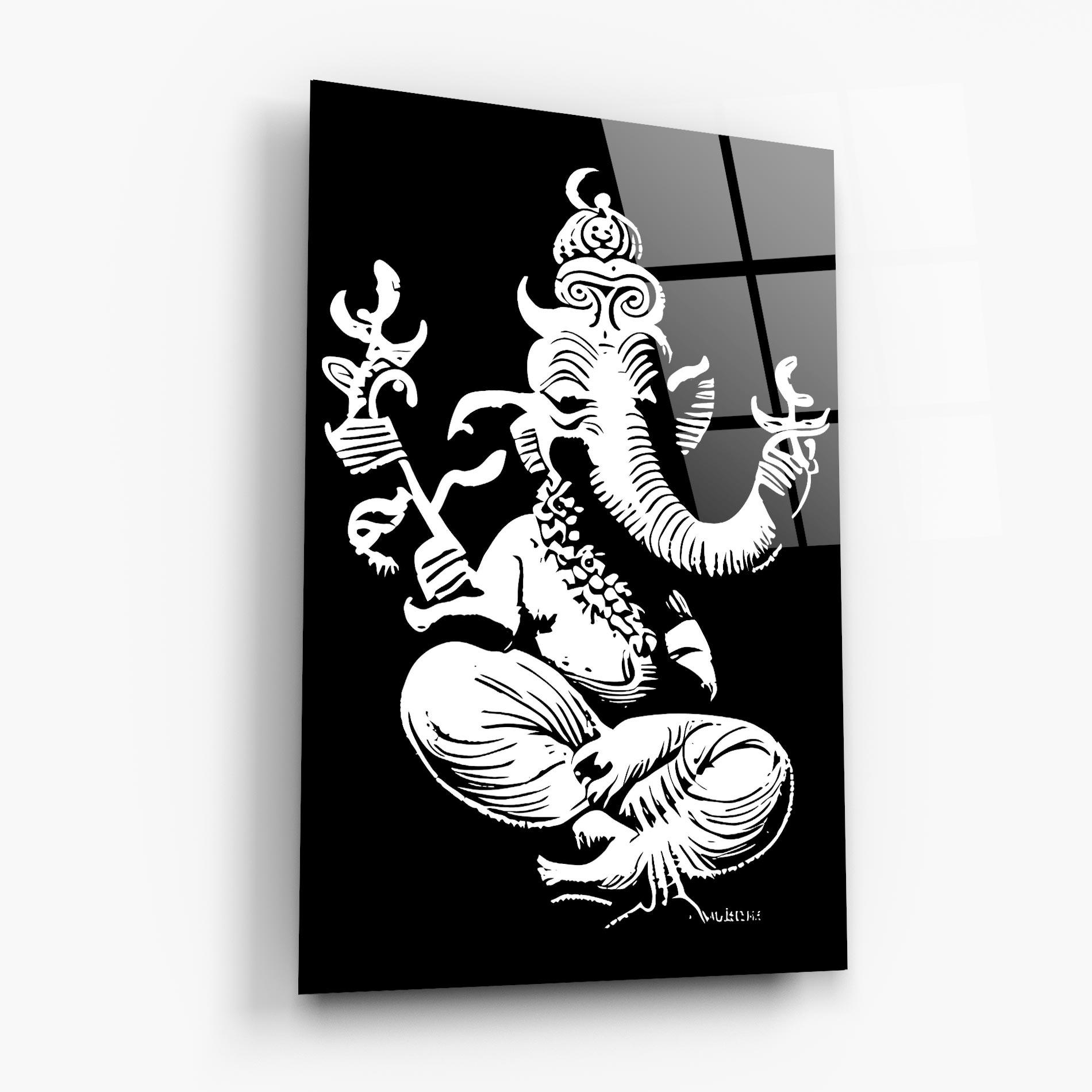 Glasbild Black And White Ganesha mockup 6