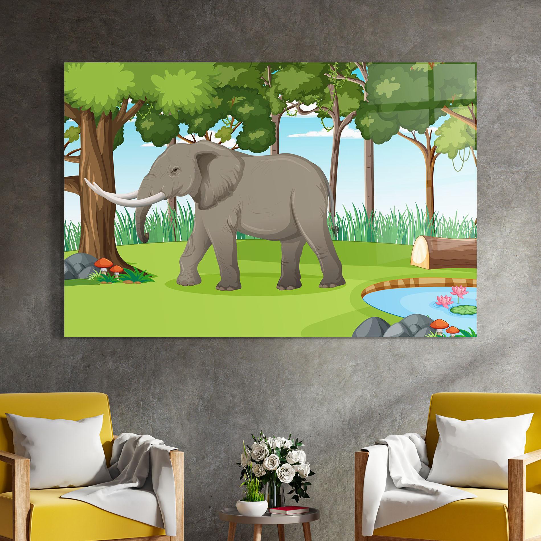 Glasbild Animated Elephant mockup 4